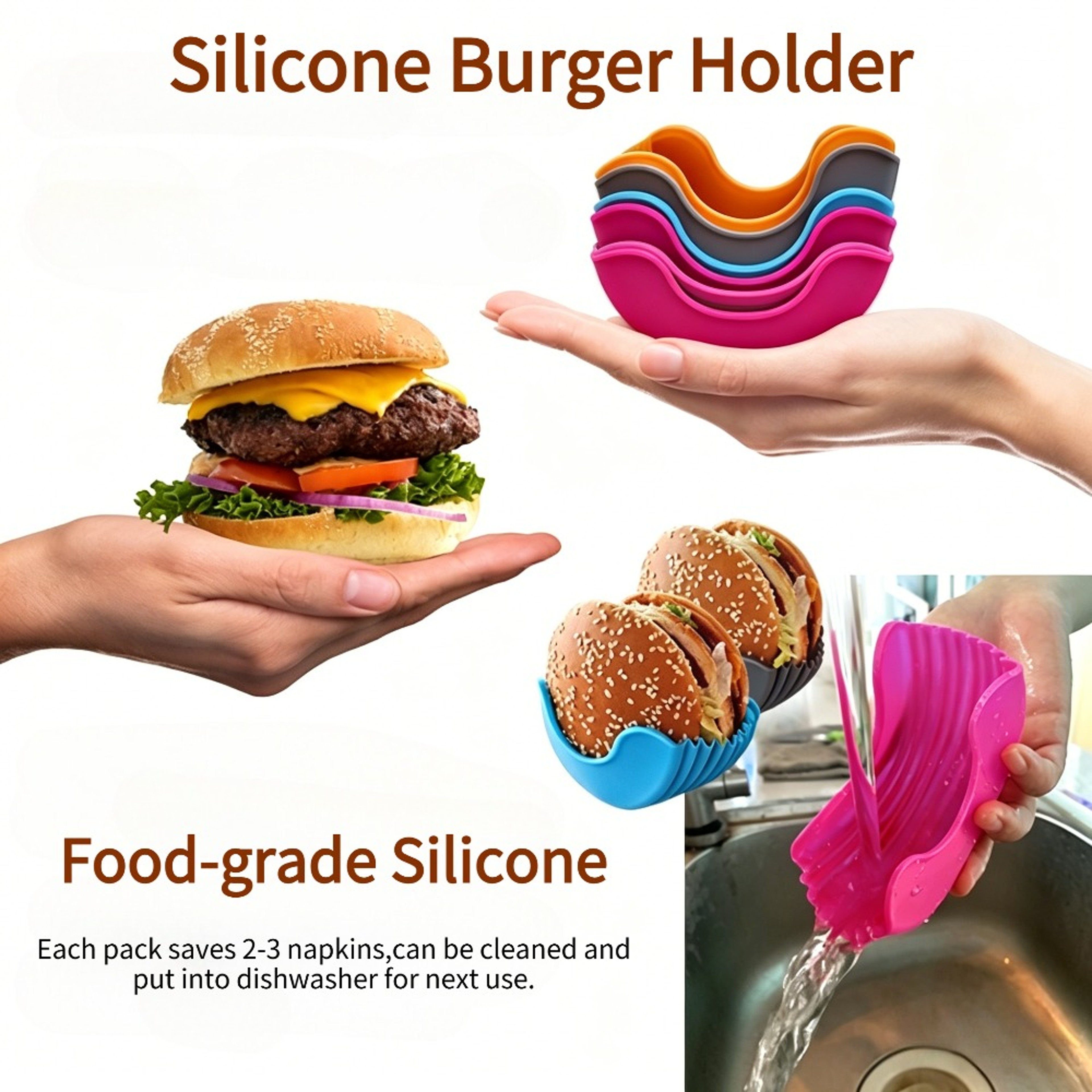 Reusable Silicone Burger Rack & Holder Adjustable burger tool shelf & Kitchen Organizer – view 4