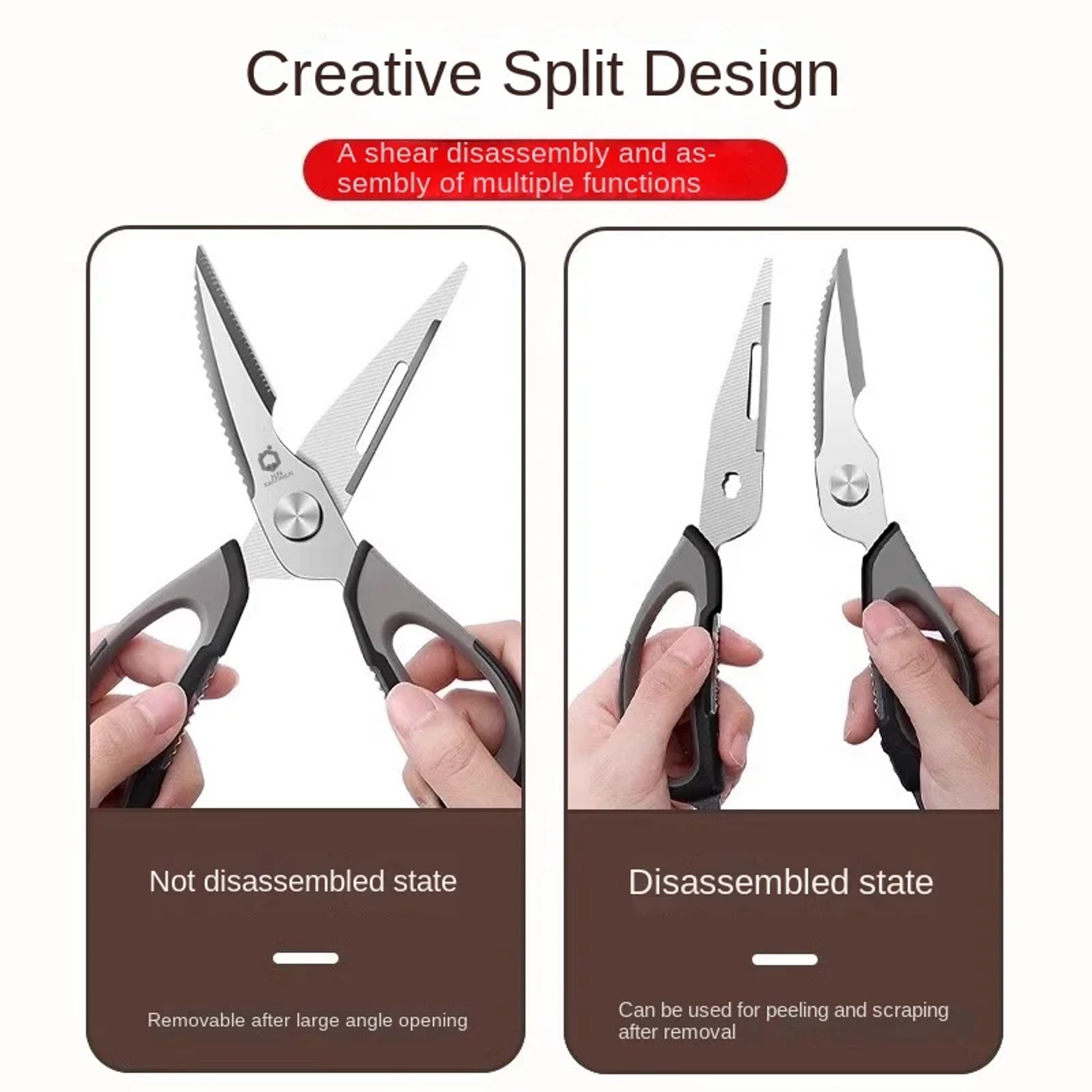 Kitchen Shears with Stainless Steel Blades, Bottle Opener and Nutcracker – view 4