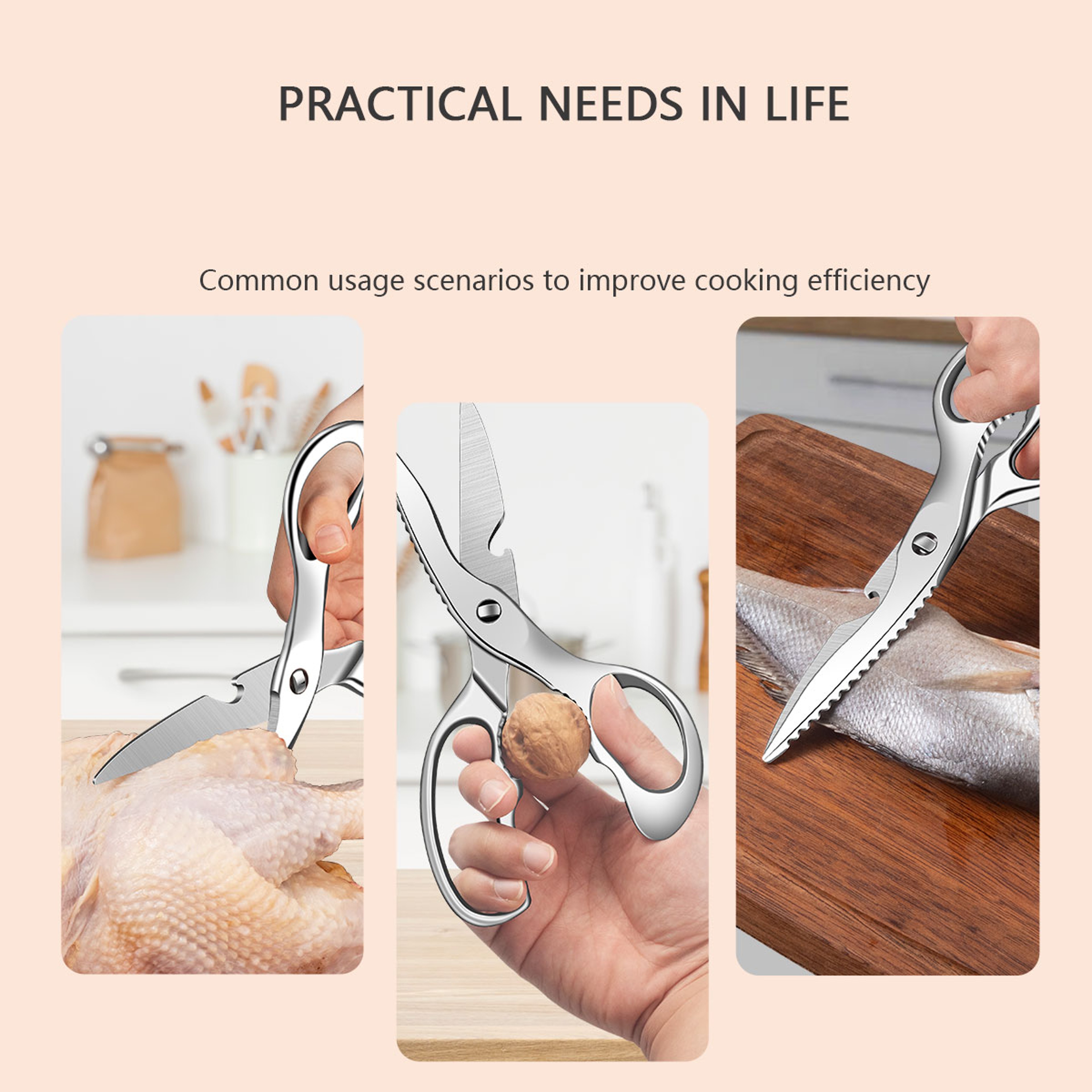 Heavy Duty Kitchen Scissors Stainless Steel Detachable Poultry Shears 3