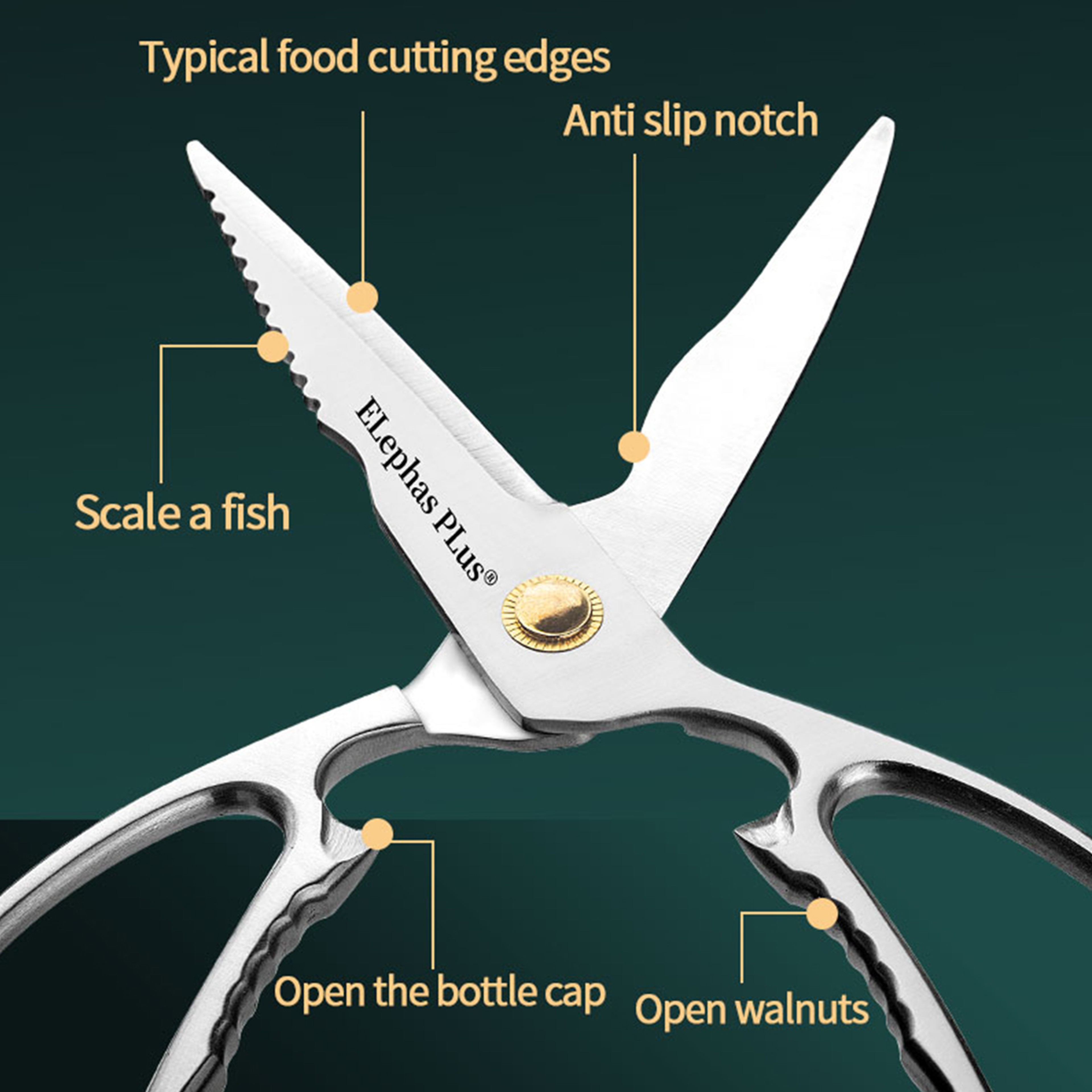 Heavy Duty Kitchen Shears Premium Stainless Steel Bone Cutting & Multi Purpose Food Prep Scissors – view 3