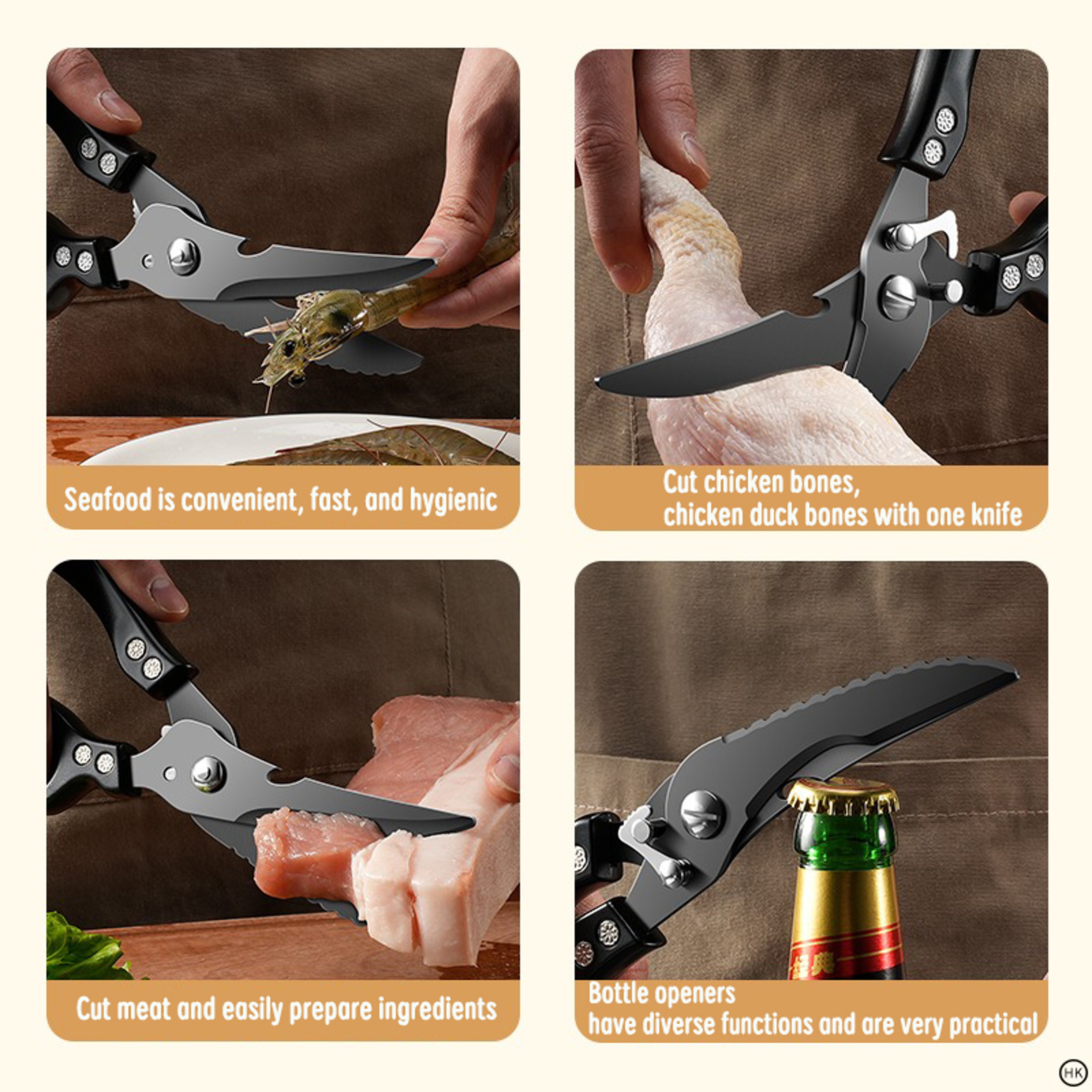 Professional Heavy Duty Multifunctional Kitchen Shears  Kitchen Bone Scissors Titanium Finish Stain 3