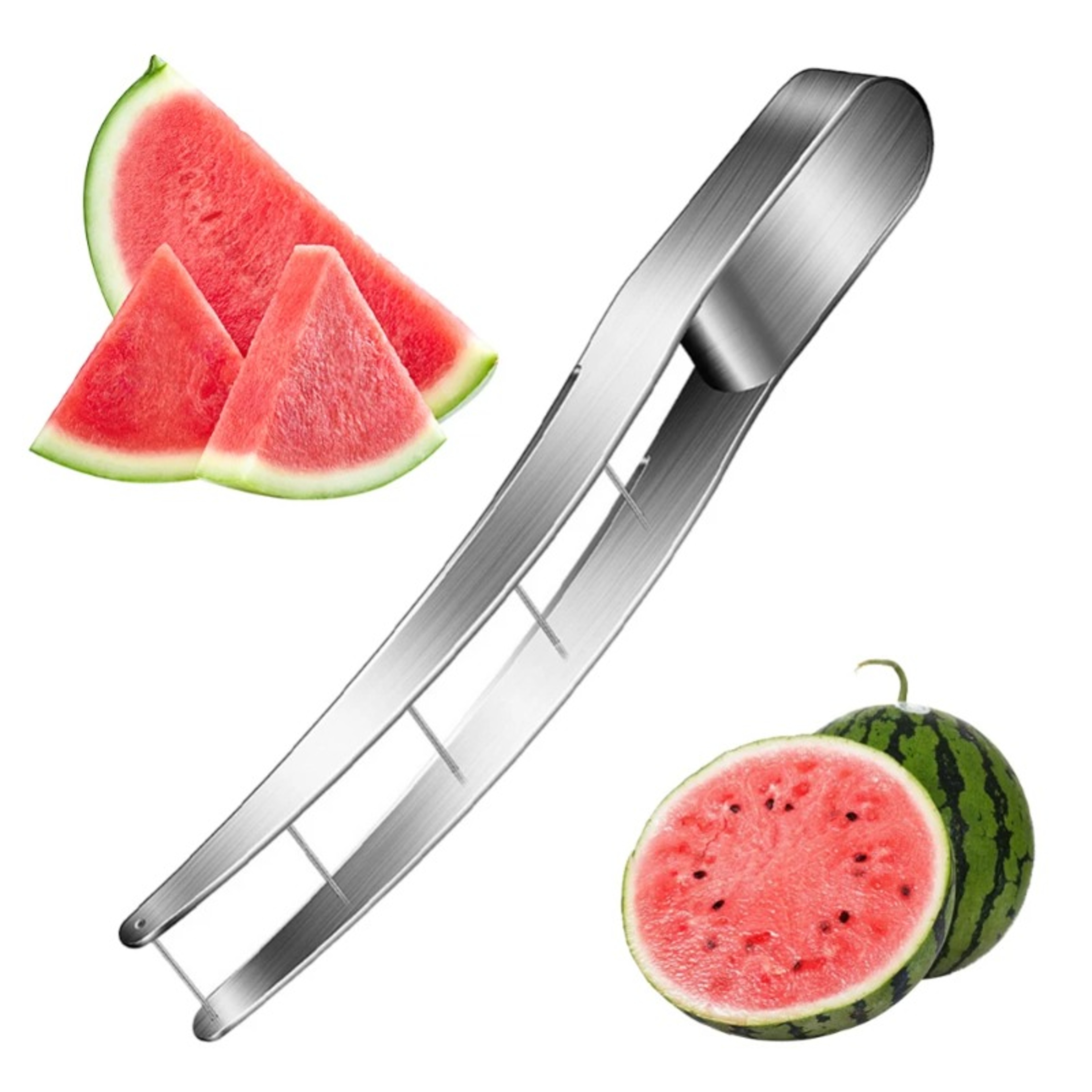 Manual Watermelon Cube Cutter & Stainless Steel Fruit Slicer with Fork Set Effortless Kitchen Fruit Cutter – view 1