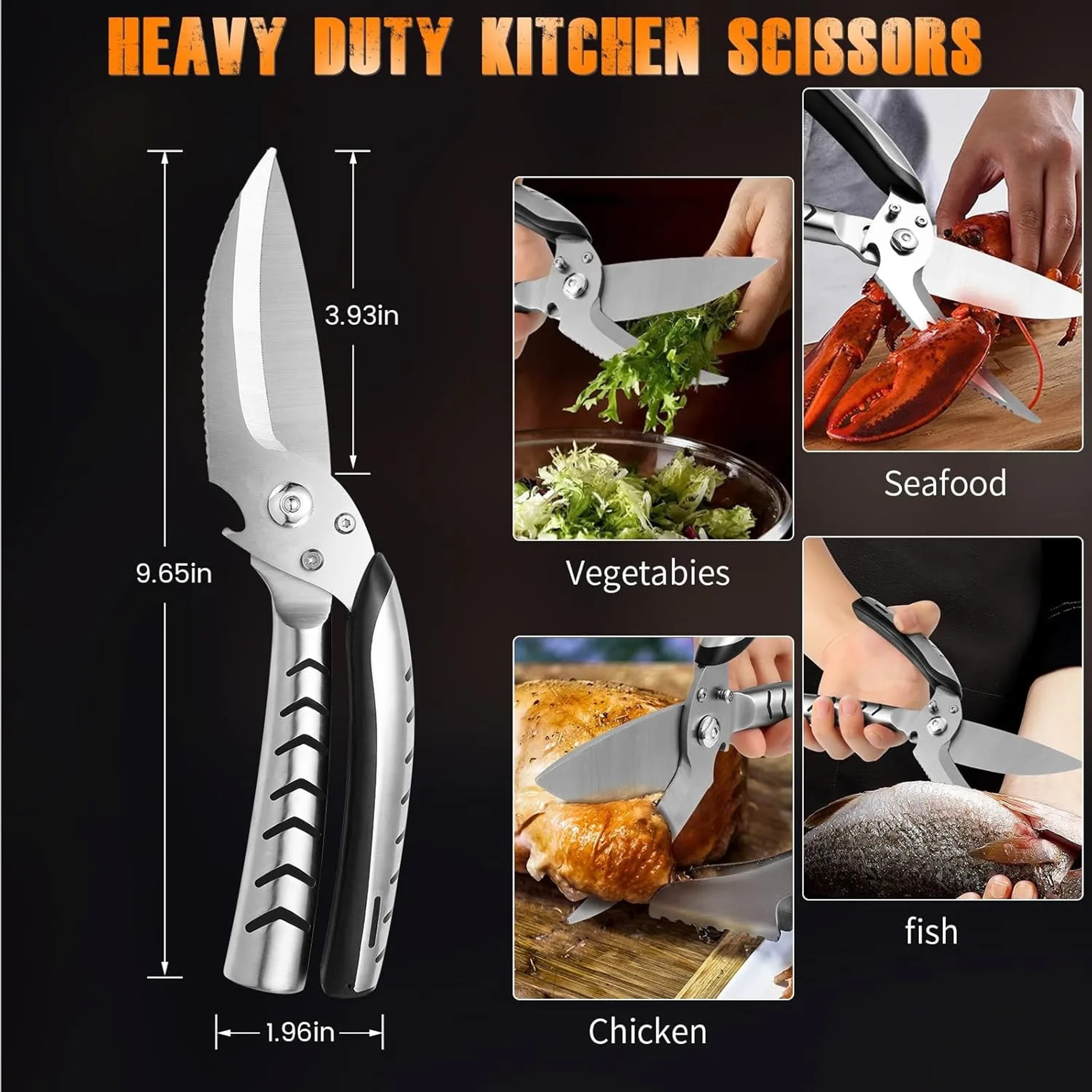 Professional Multipurpose Kitchen Shears Serrated Edge Bone Cutting Kitchen Scissors For Chicken Fi 5