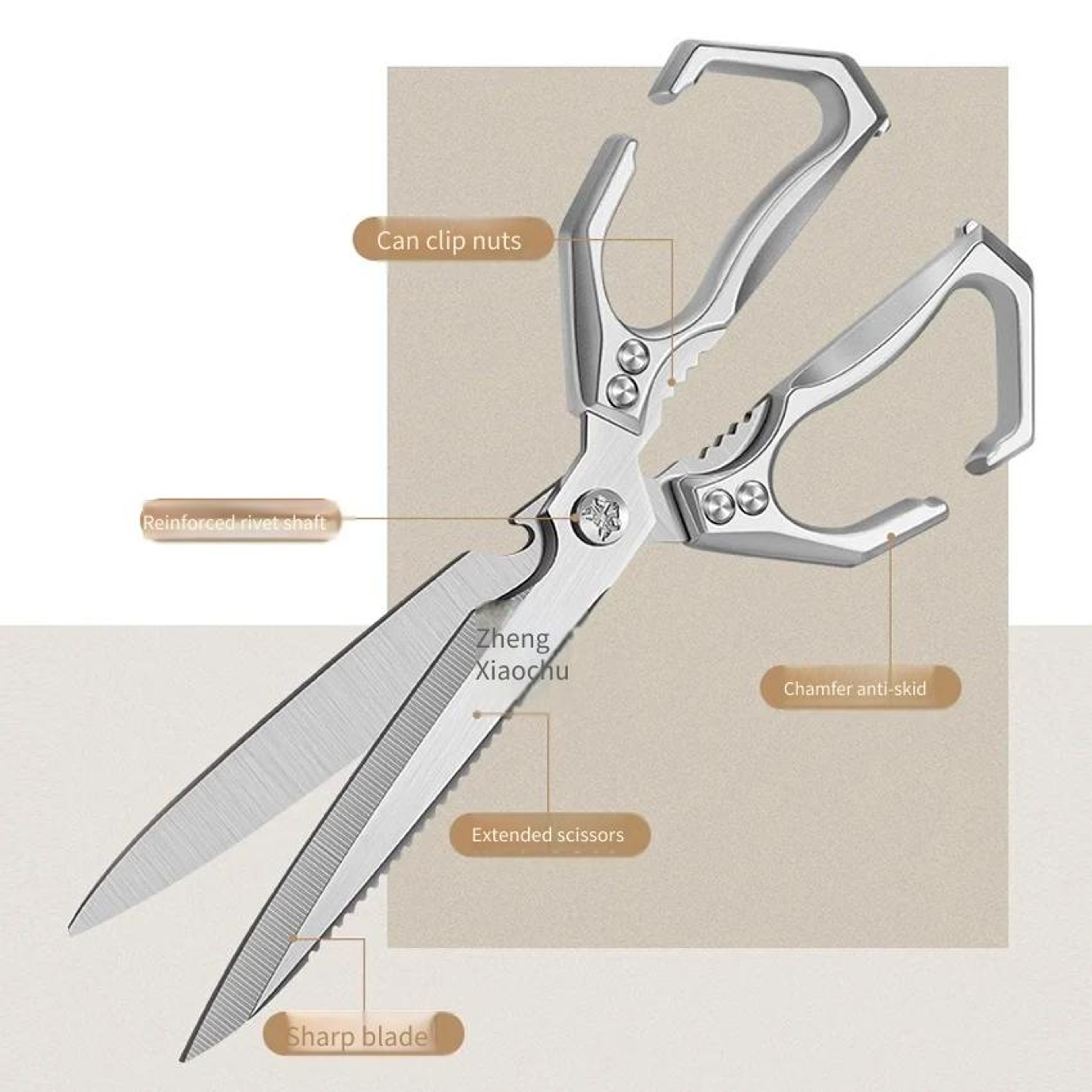 Extra Long Stainless Steel BBQ Scissors Heavy Duty Kitchen Food Shears For Meat  Grilling 3