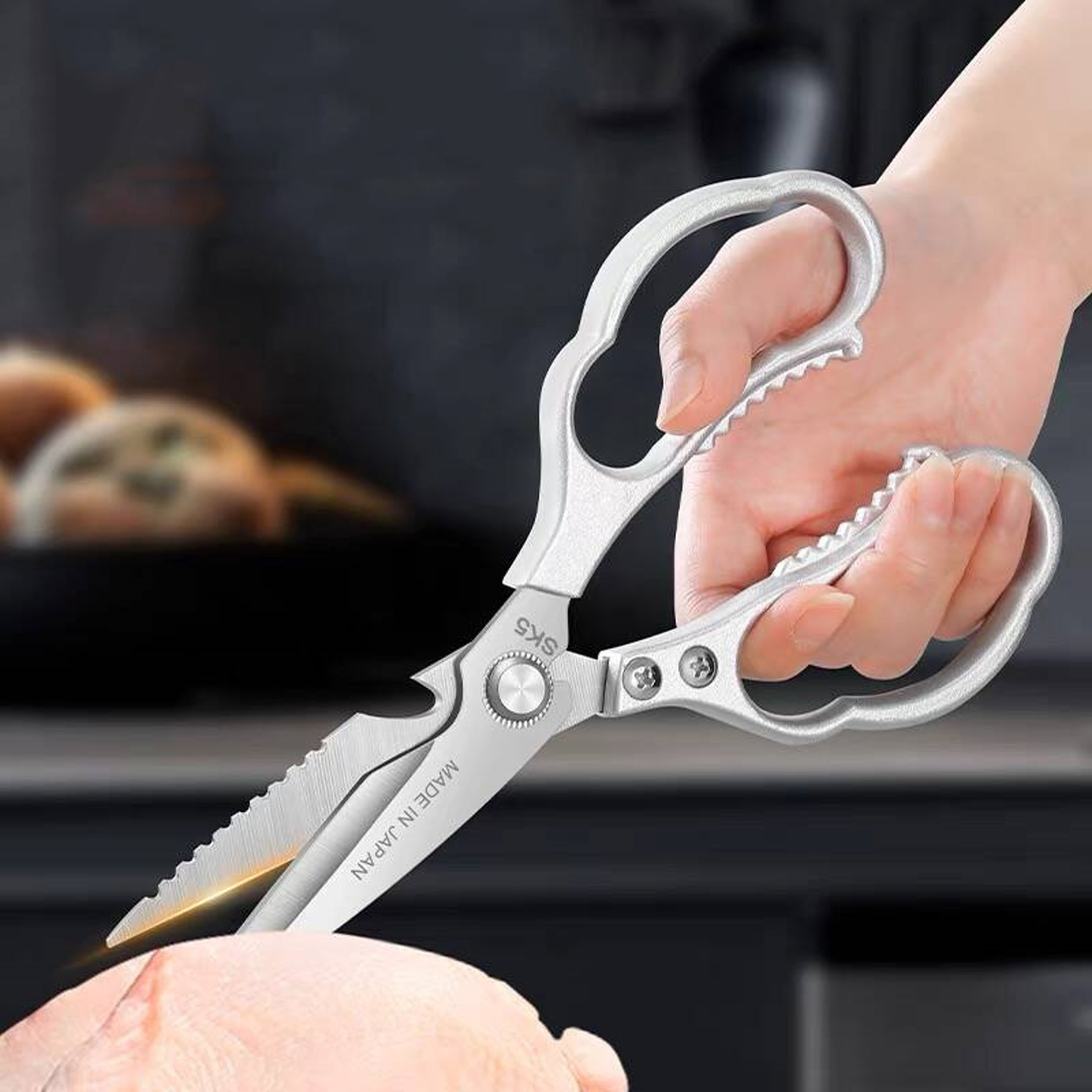 Multi Function Stainless Steel Kitchen Scissors  Bone Cutter With Bottle Opener 0