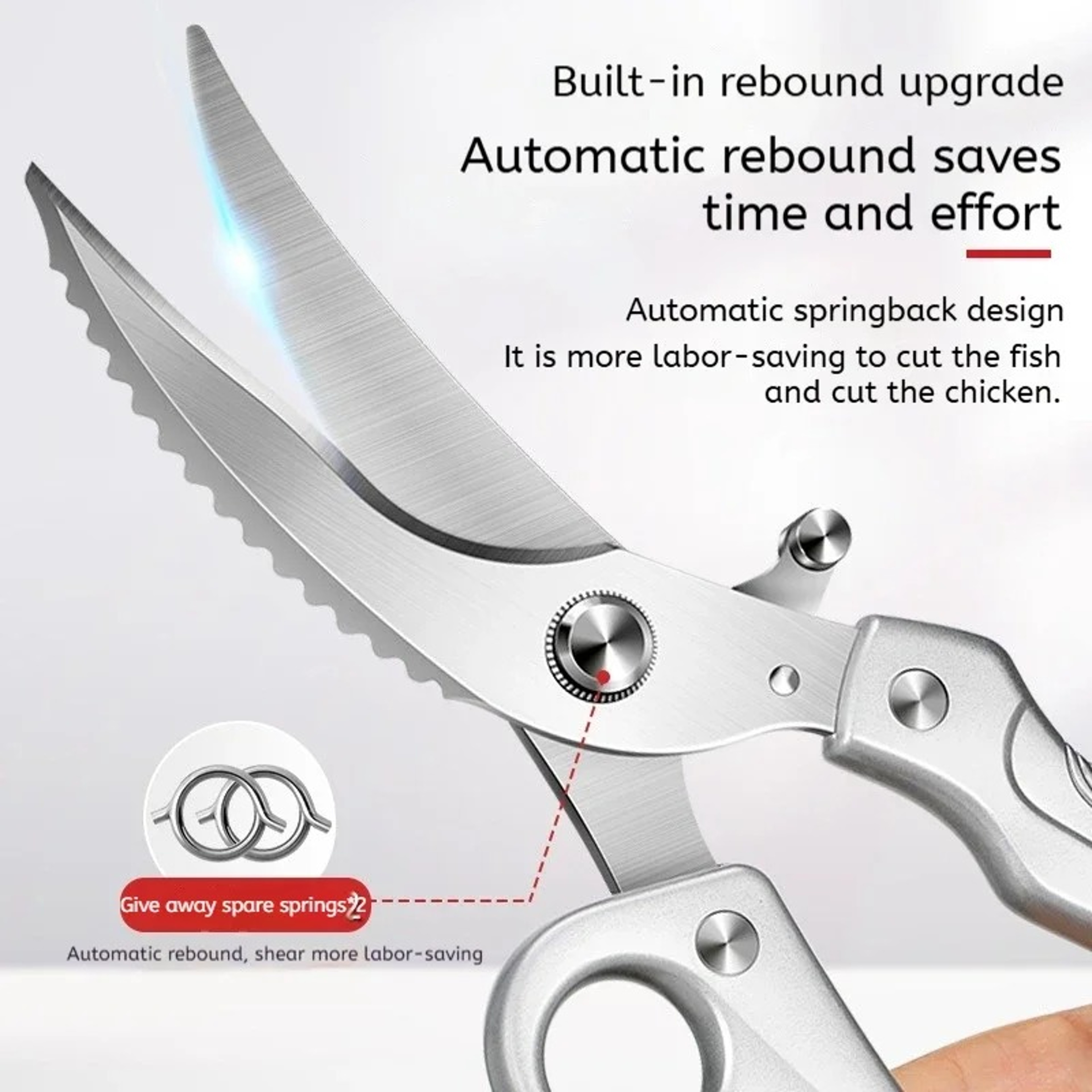 Heavy Duty Kitchen Shears For Chicken Seafood  Meat Ergonomic Stainless Steel Poultry Scissors 3