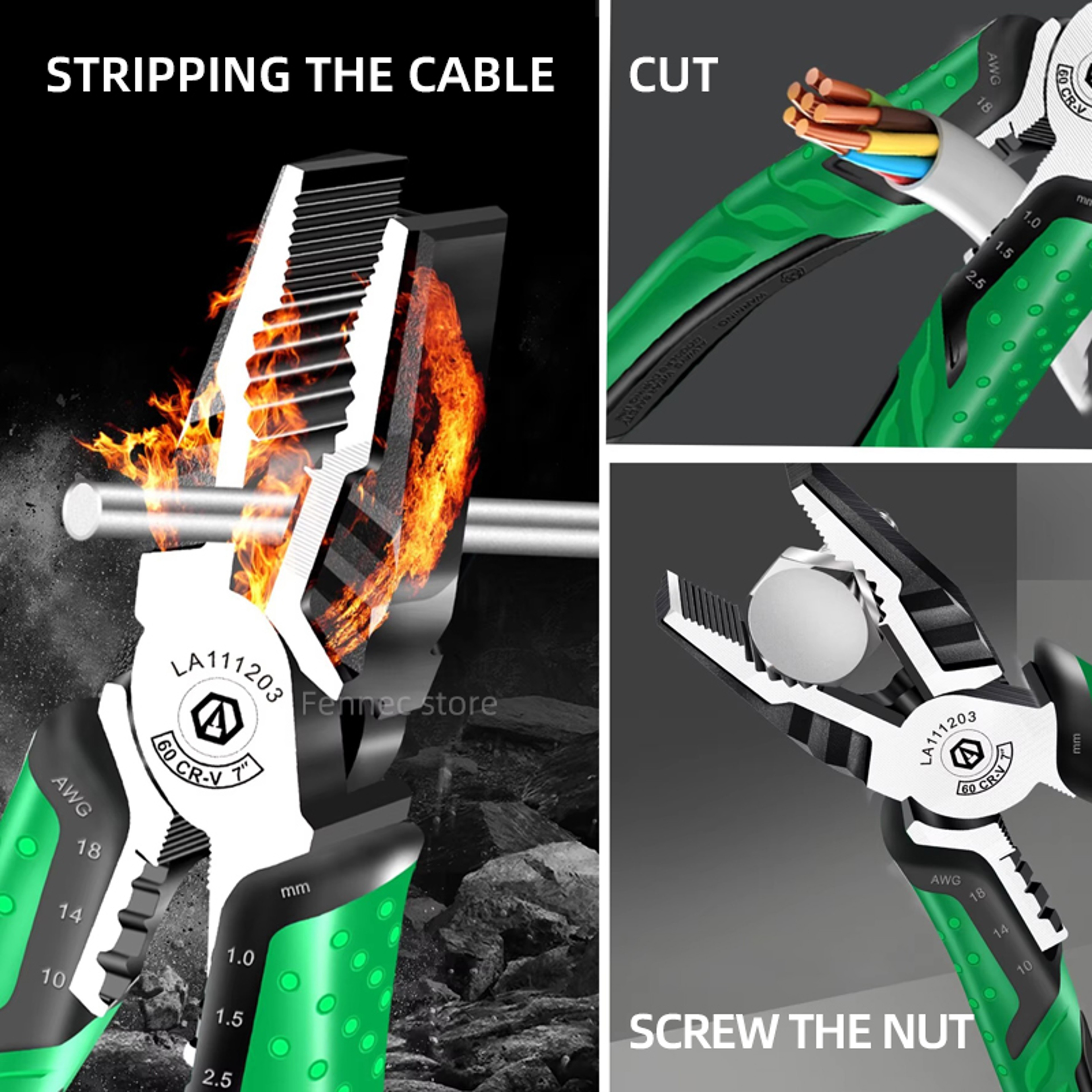 Wire Stripper Pliers MultiFunction Cutter  Long Nose Electrician Tool 1