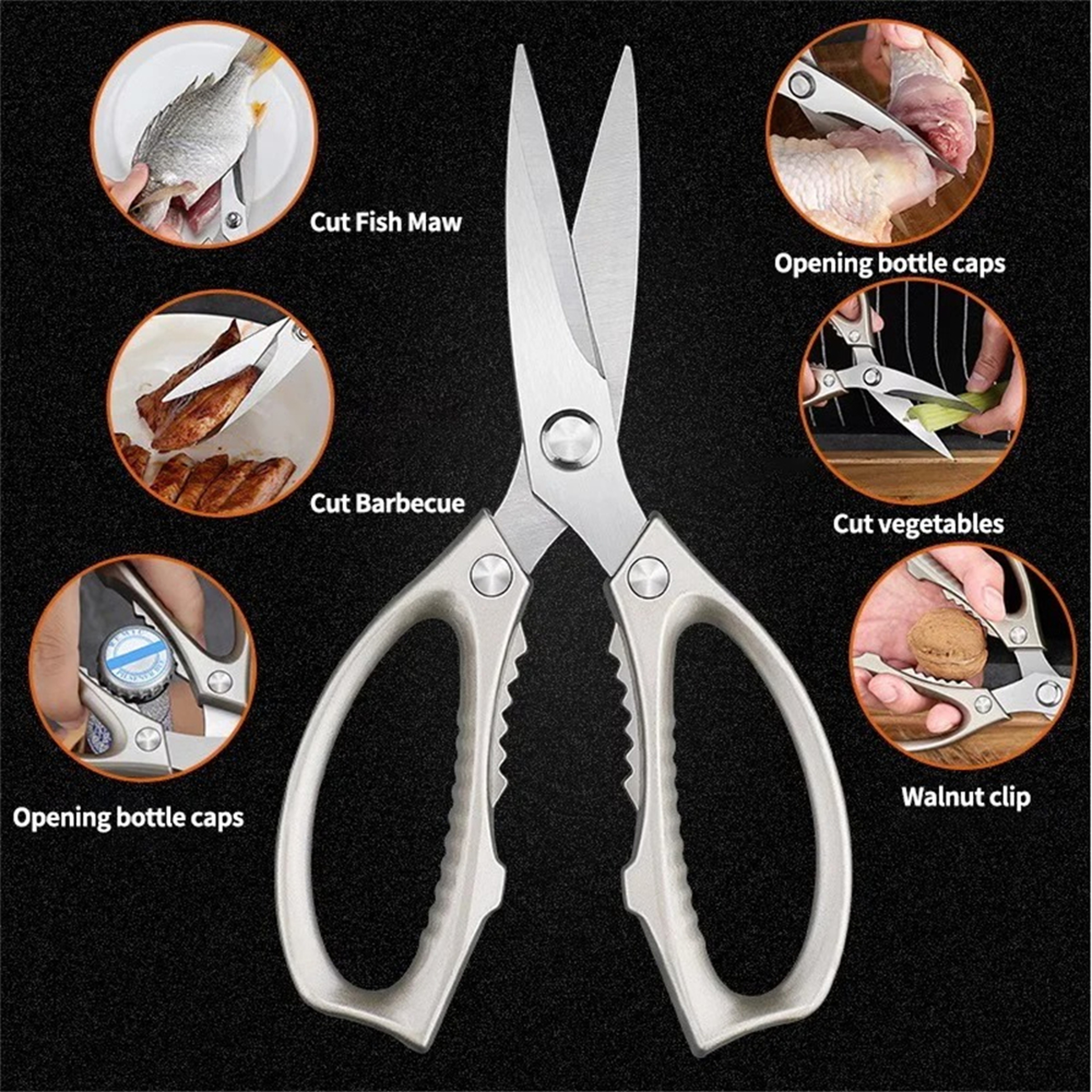Heavy Duty Kitchen Scissors Stainless Steel Poultry Shears For Chicken Fish  BBQ Prep 4