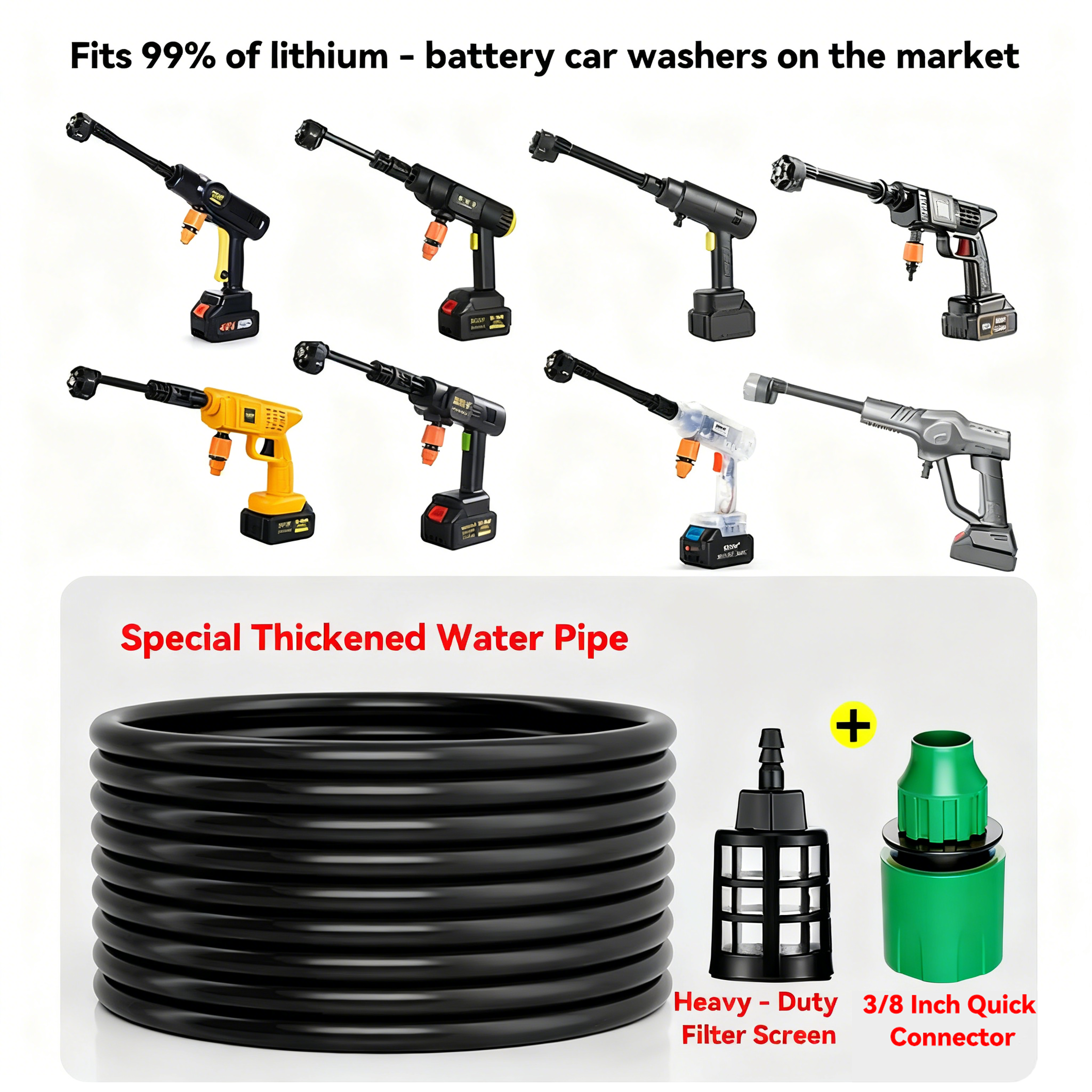 FlexFlow High Pressure Washer Suction Hose Flexible Water Intake Hose For Cordless Car Wash Guns 1