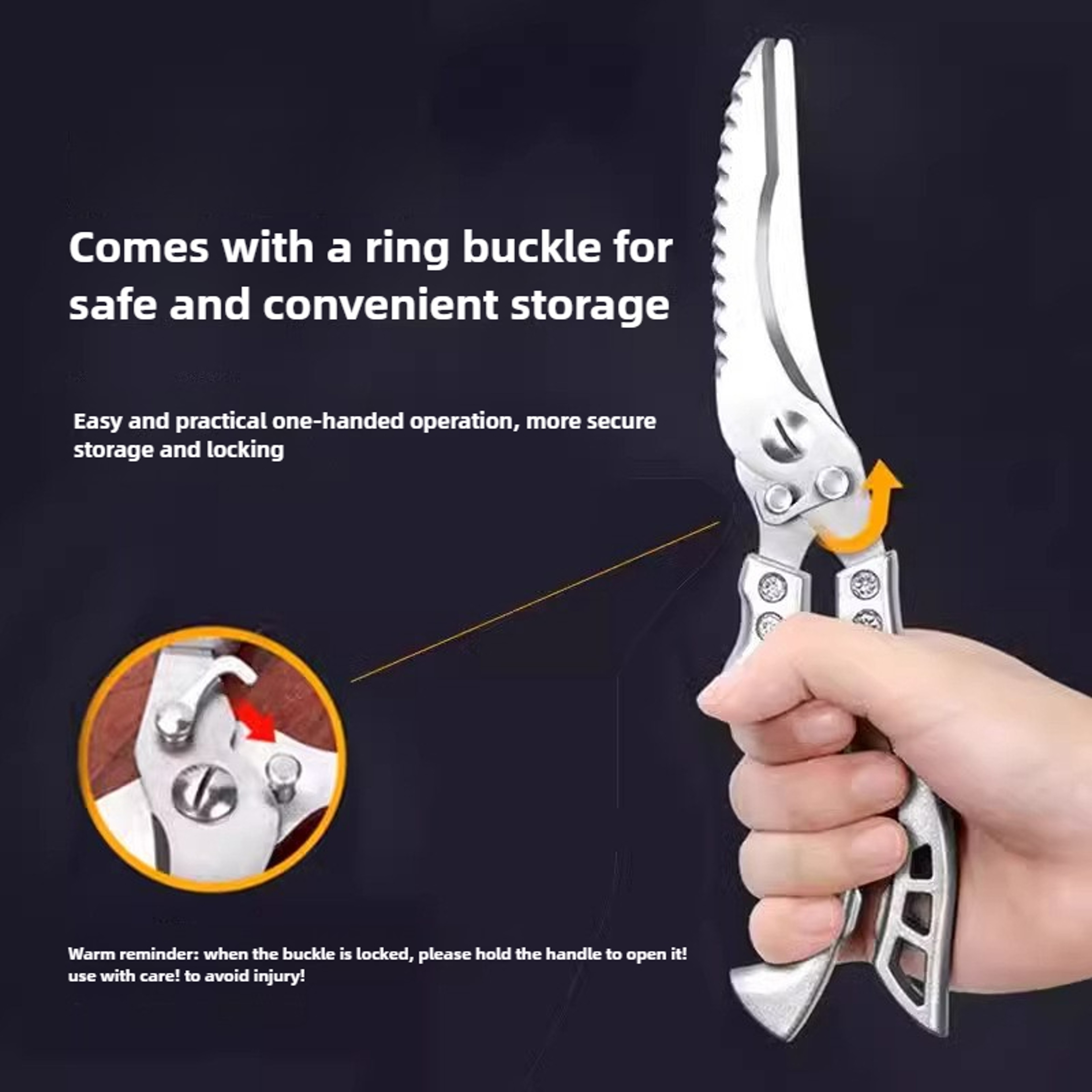 Heavy Duty Stainless Steel Kitchen Scissors Multipurpose Spring Loaded Kitchen Shears For Chicken M 2