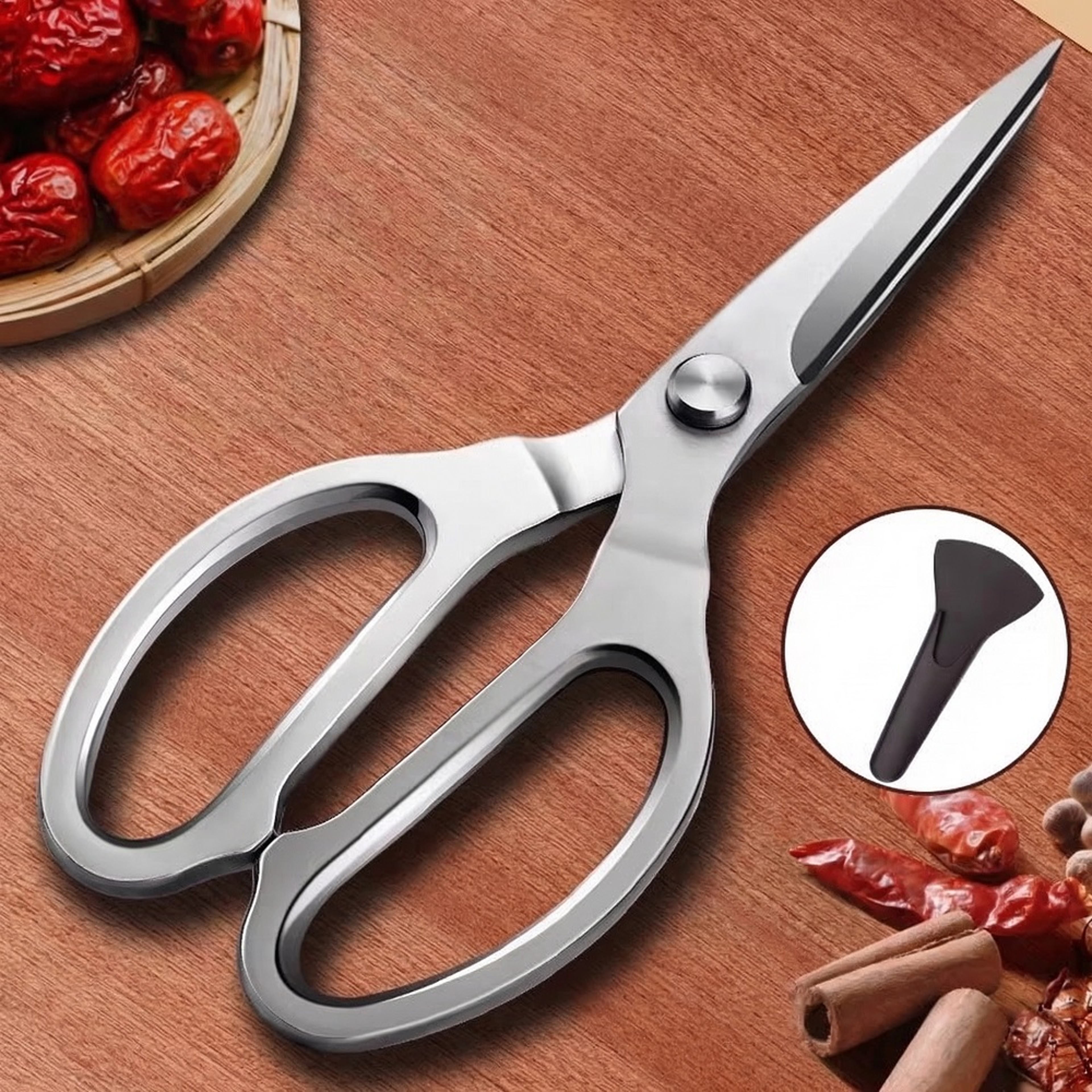 PrecisionCut Heavy Duty Poultry Shears Stainless Steel Kitchen Scissors For Bone Fish  BBQ Prep 0
