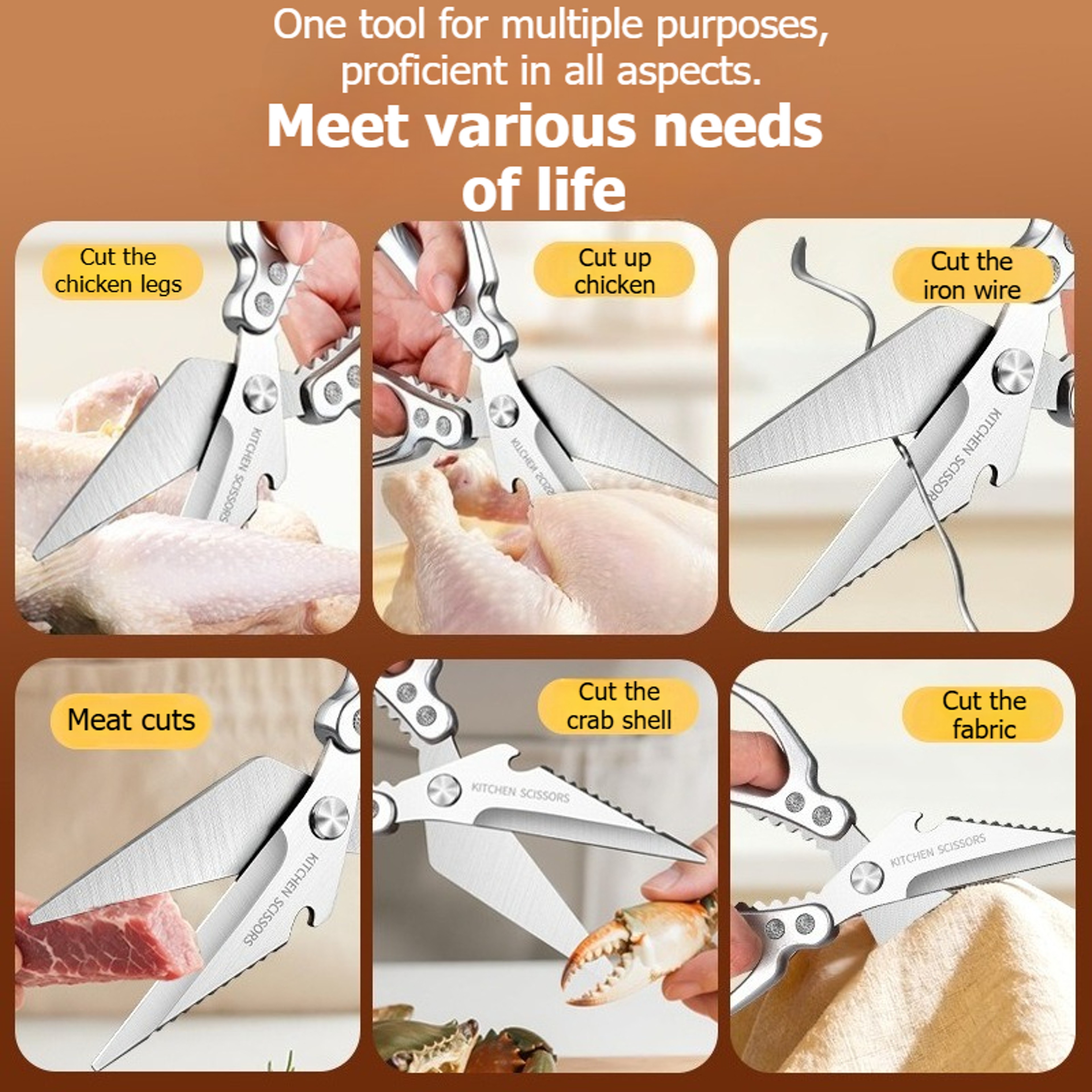 Premium Multi Purpose Poultry Shears Heavy Duty Kitchen Scissors  Bone Cutting Kitchen Shears 3