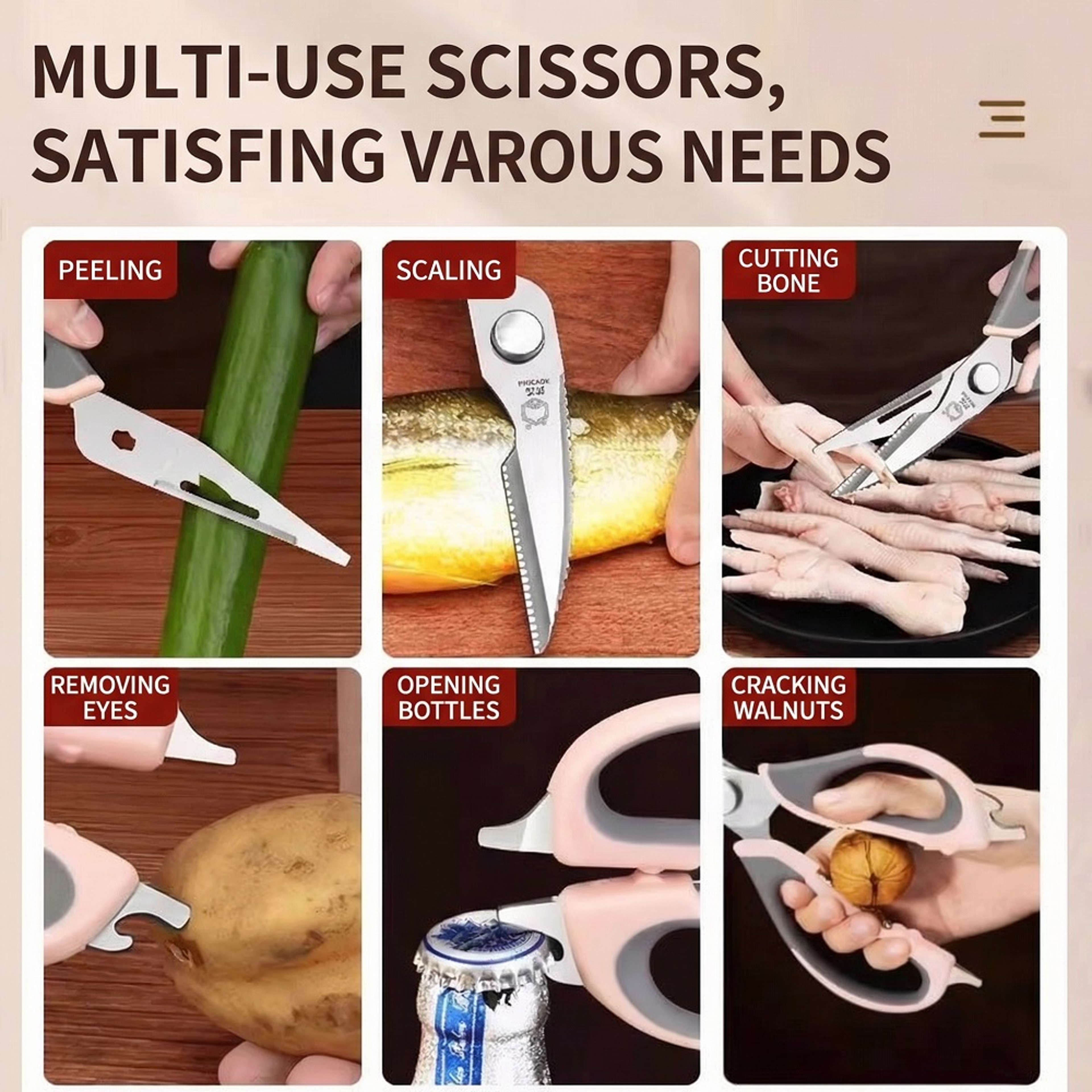 PrecisionCut Heavy Duty Kitchen Shears Stainless Steel Poultry Scissors For Meat Fish  Vegetables 1