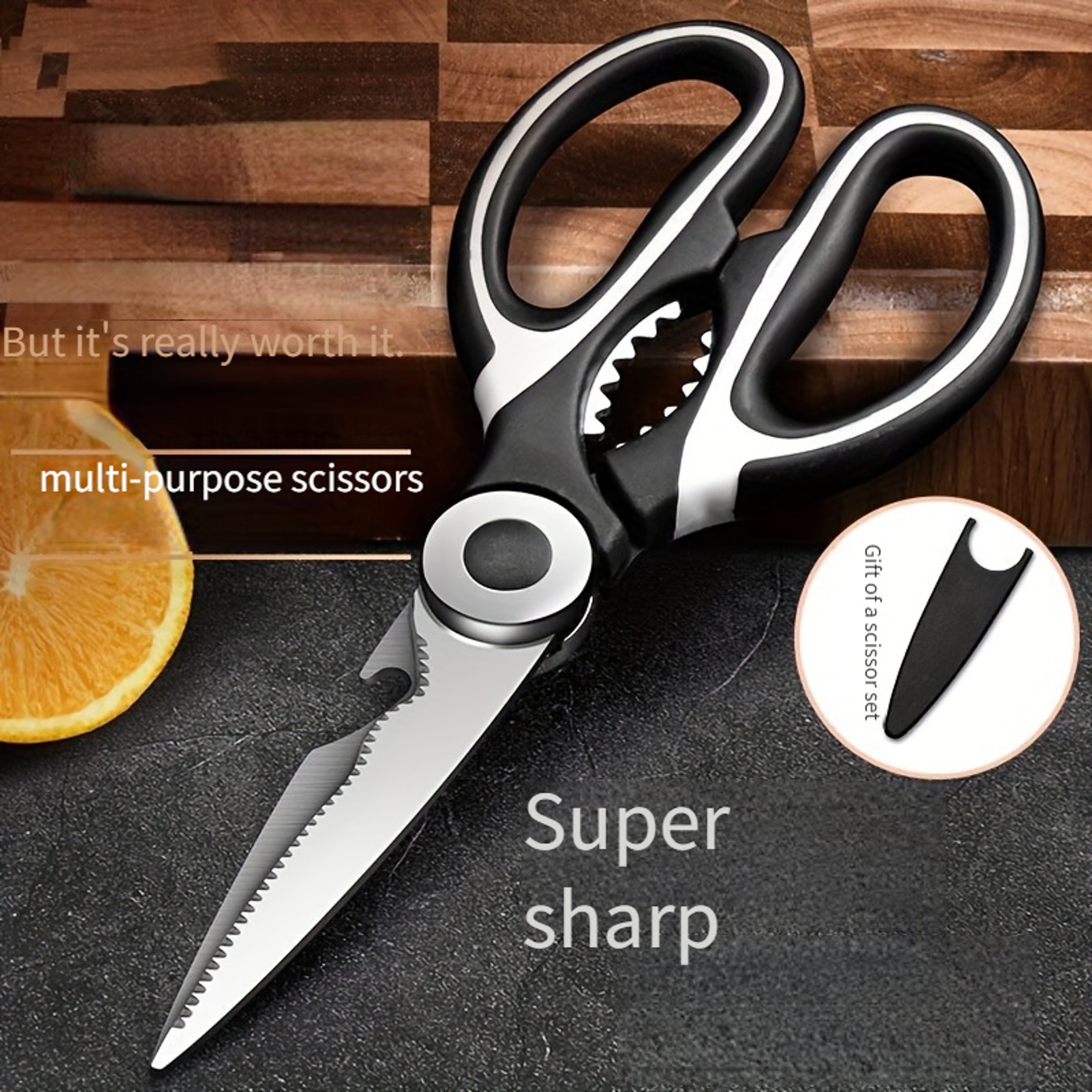 Heavy Duty Multifunction Kitchen Shears With Bottle Opener  Non Slip Grip 0