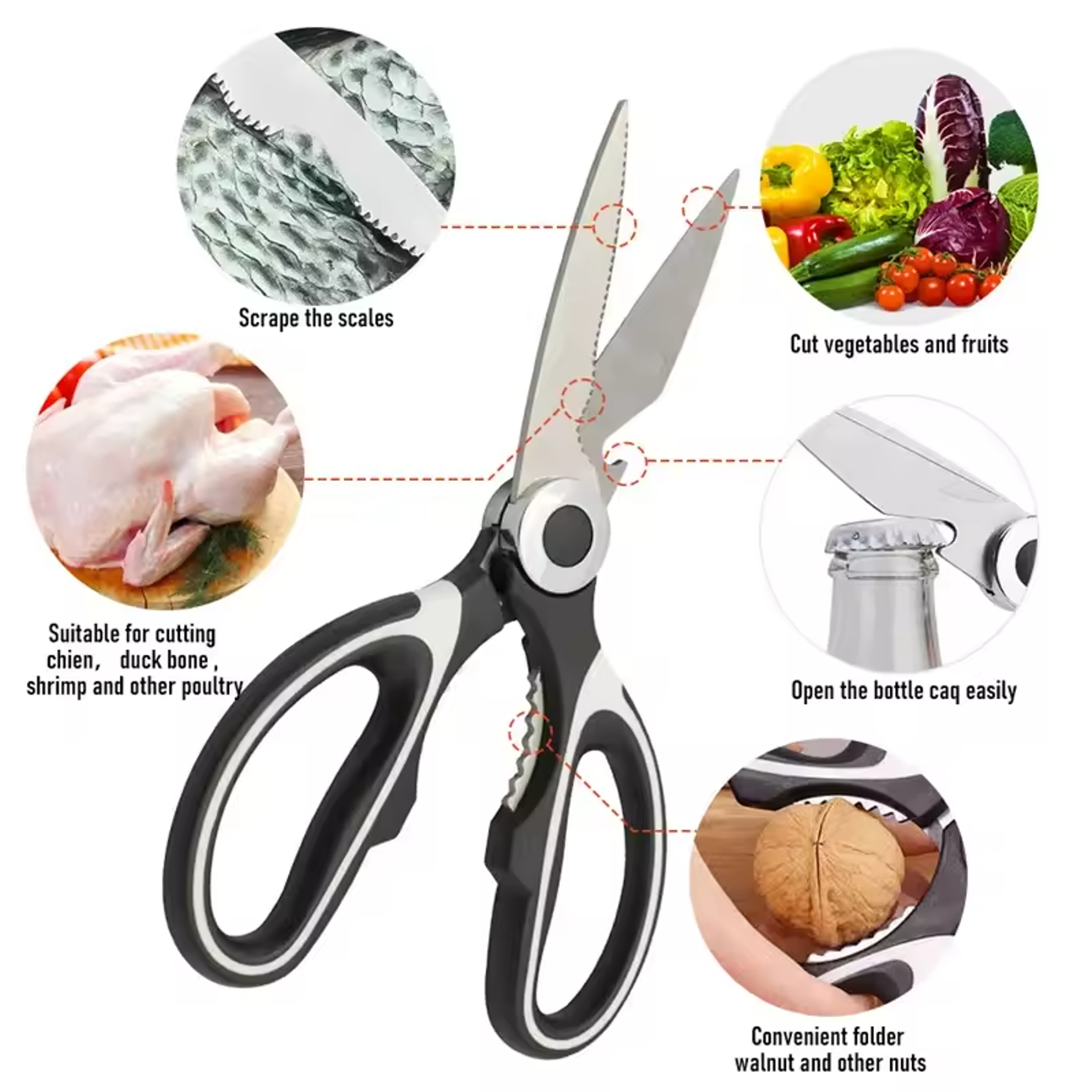 Stainless Steel Chicken Bone Scissors Precision Kitchen Poultry Shears For Meat Fish  Vegetable Cut 2