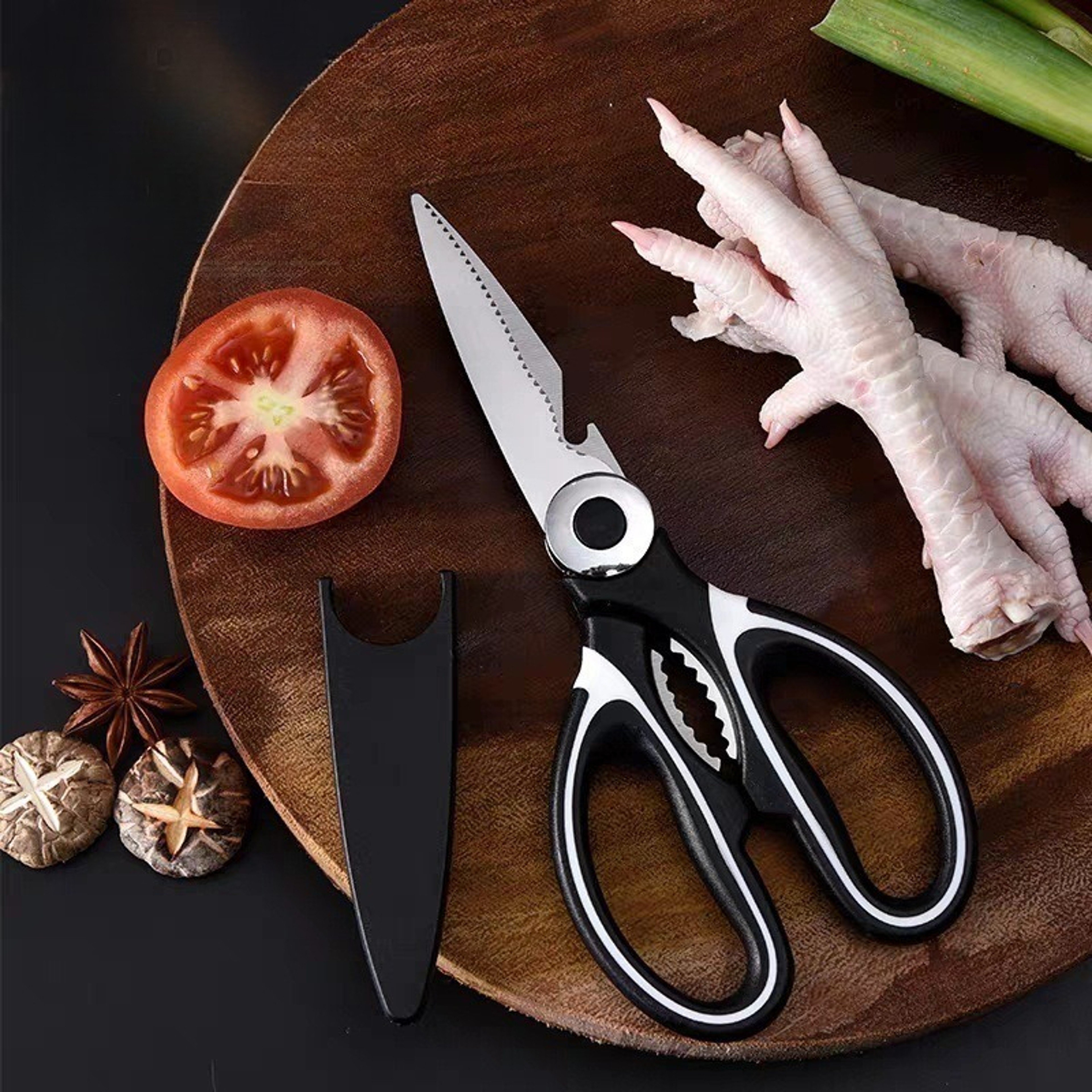 Premium Multi Purpose Kitchen Scissors  Stainless Steel Shears With Bottle Opener And Nutcracker 0