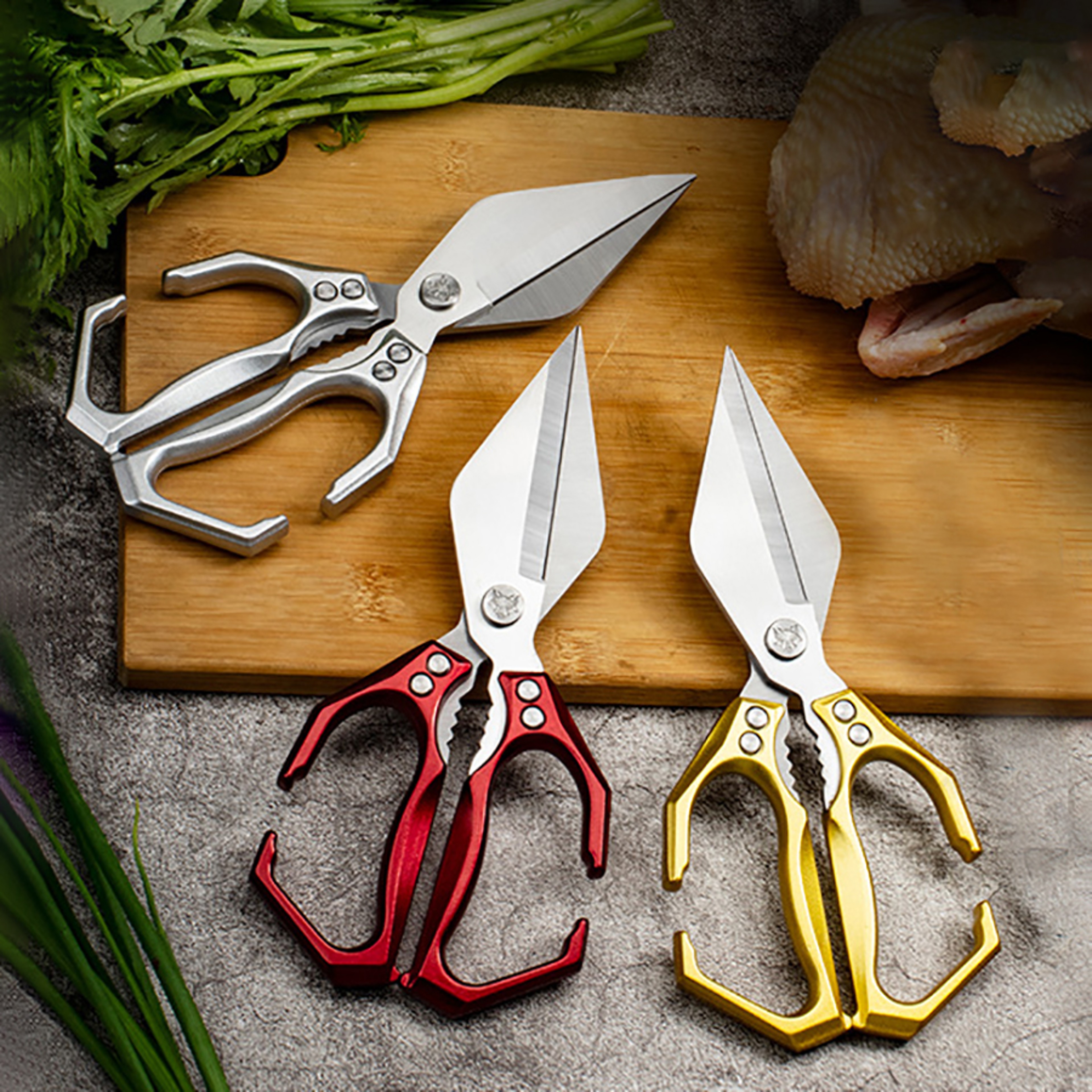 Heavy Duty Multifunctional Kitchen Bone & Food Scissors Ergonomic Aluminum Handle Poultry Shears – view 5