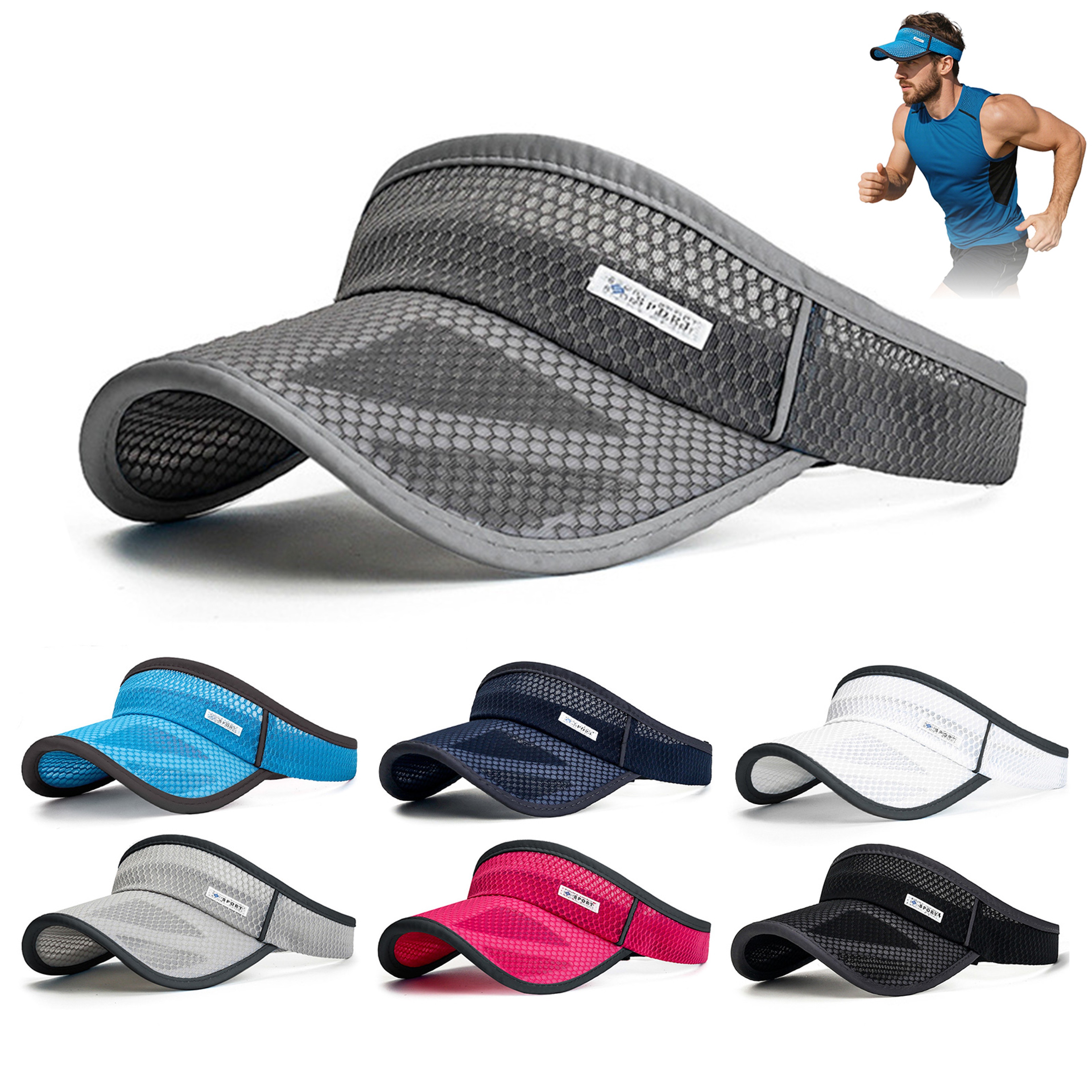 Breathable Mesh Sun Visor Cap Quick Dry Adjustable Lightweight Sports Visor For Running Golf  Tenni 0