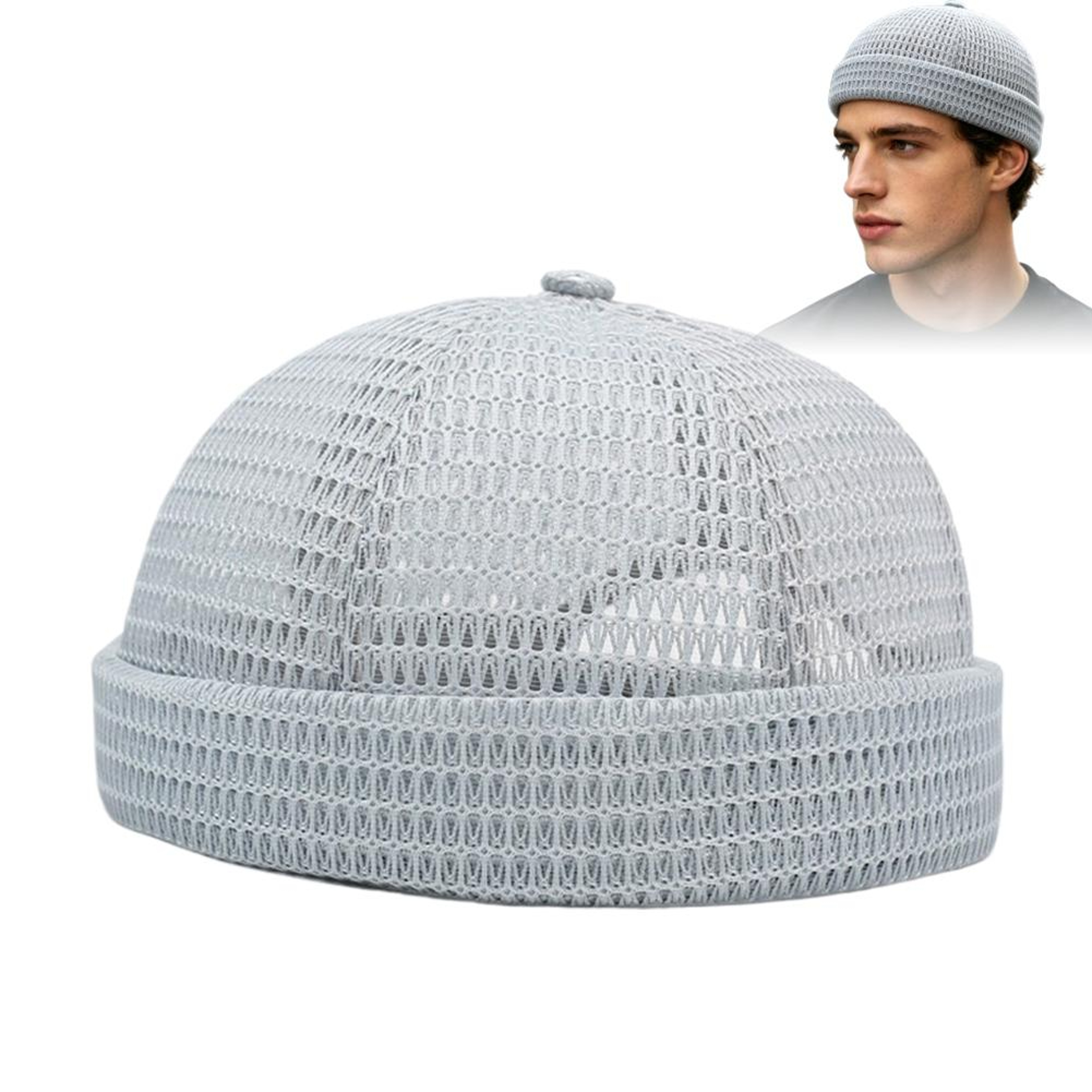 Retro Mesh Docker Cap Adjustable Brimless Docker Cap For Breathable Streetwear Comfort 2