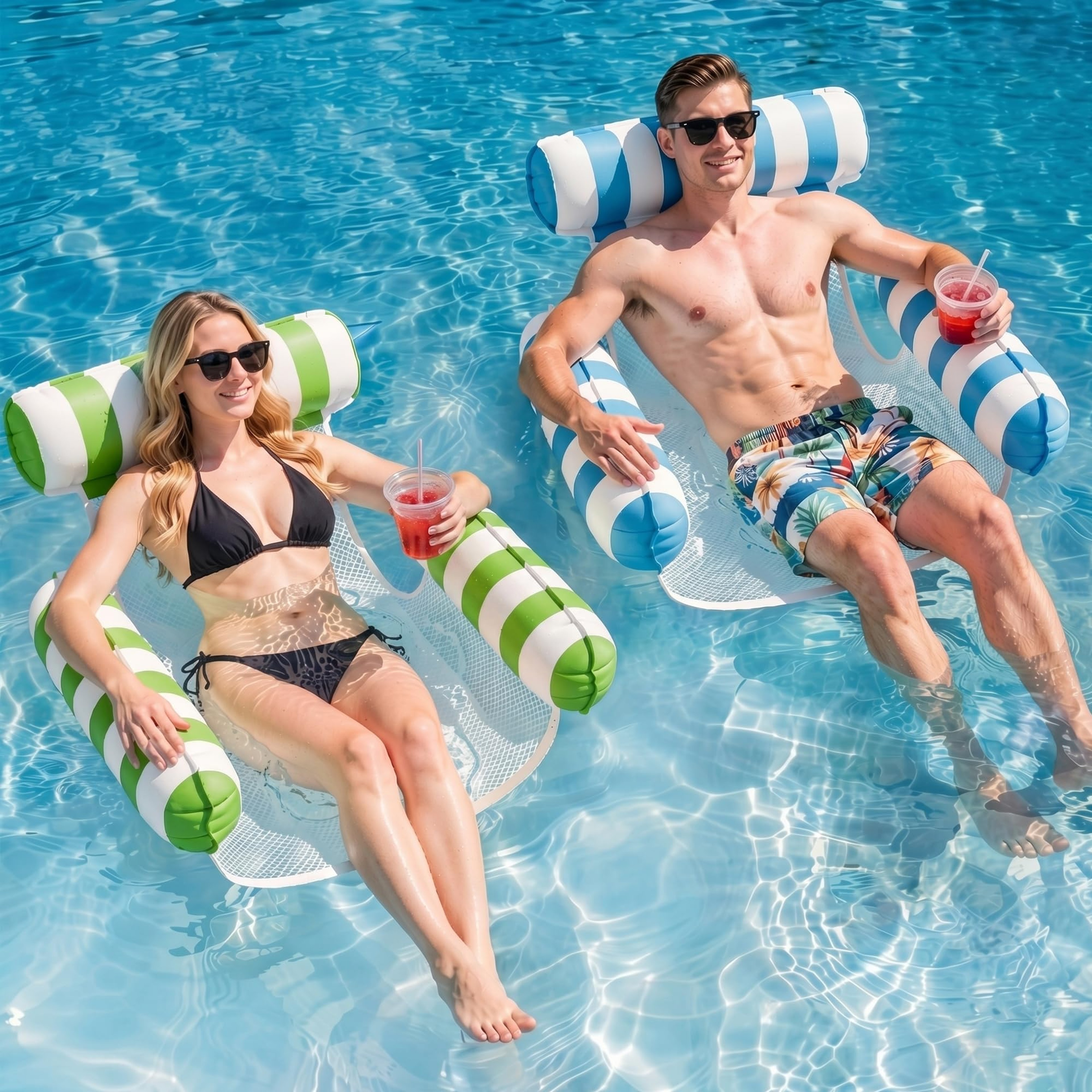 Inflatable Pool Lounge Chair Floating Hammock For Pool And Beach Relaxation 0