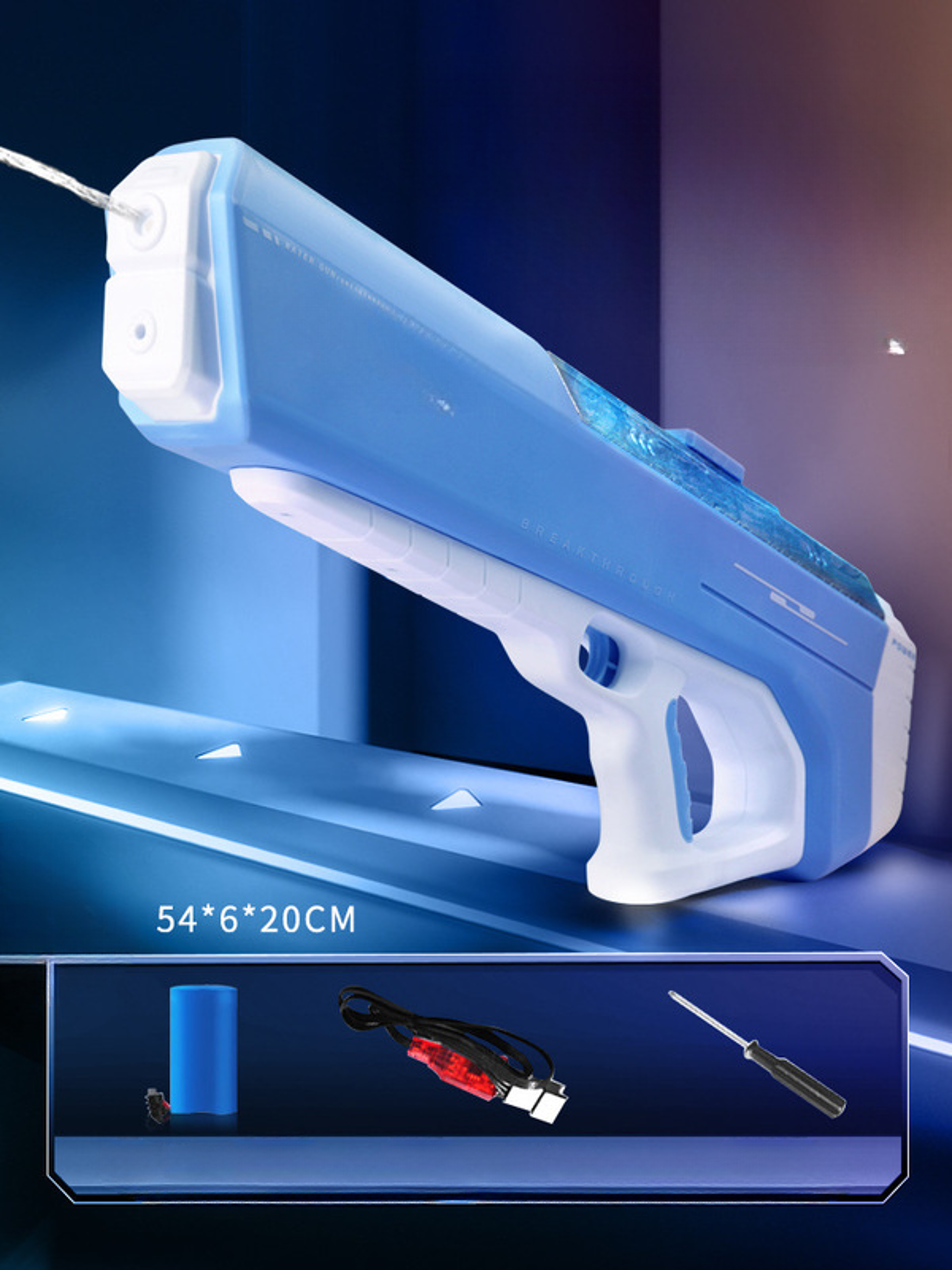 Rechargeable Electric Water Gun With Laser Sight Automatic High Pressure Water Blaster For Kids  Ad 4