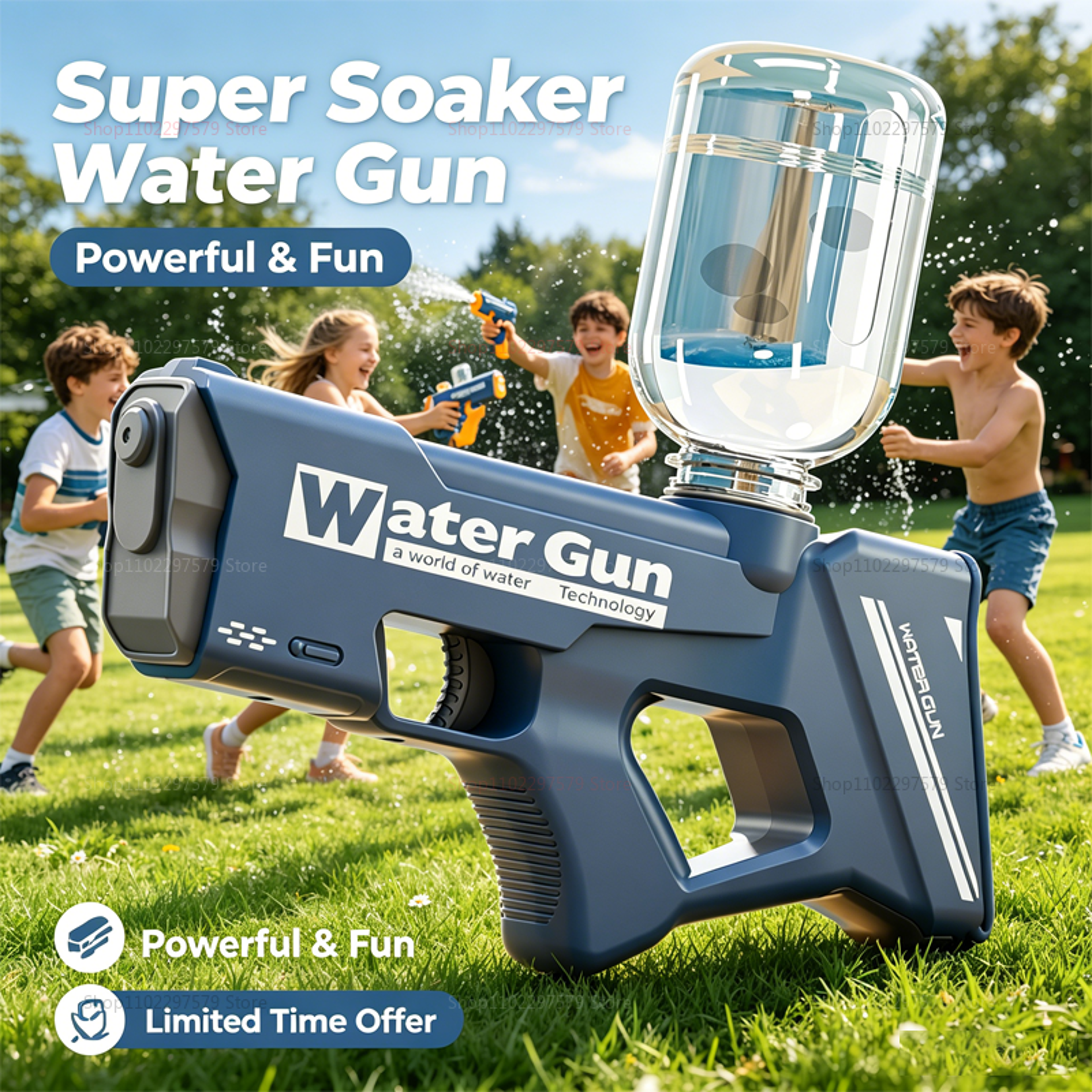 Electric Water Gun For Adults Automatic High Pressure Water Blaster Rechargeable Summer Outdoor Toy 0