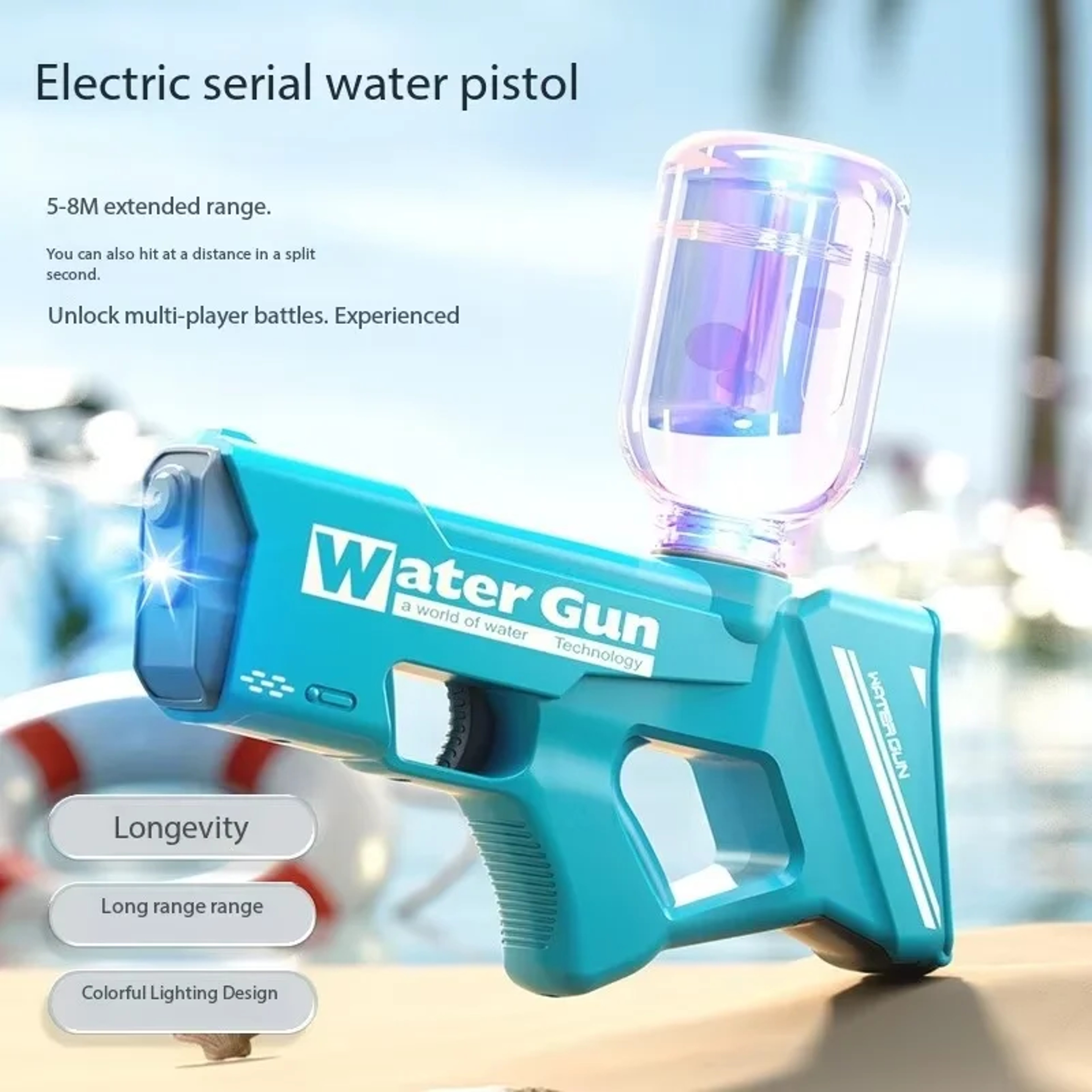 Electric Water Gun For Adults Automatic High Pressure Water Blaster Rechargeable Summer Outdoor Toy 3