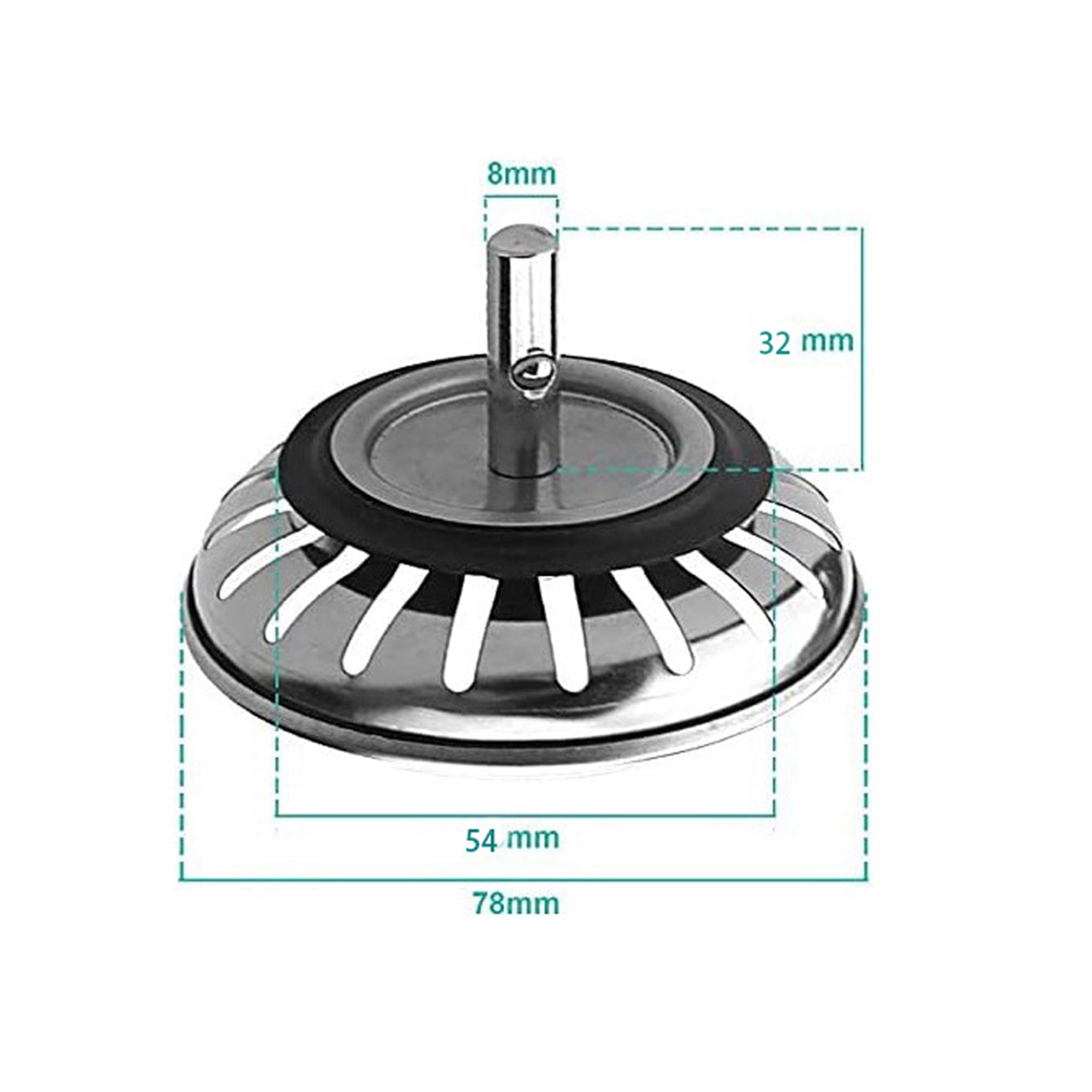 Stainless Steel Sink Strainer & Drain Plug Kitchen & Bathroom Basin Waste Stopper Replacement – view 6