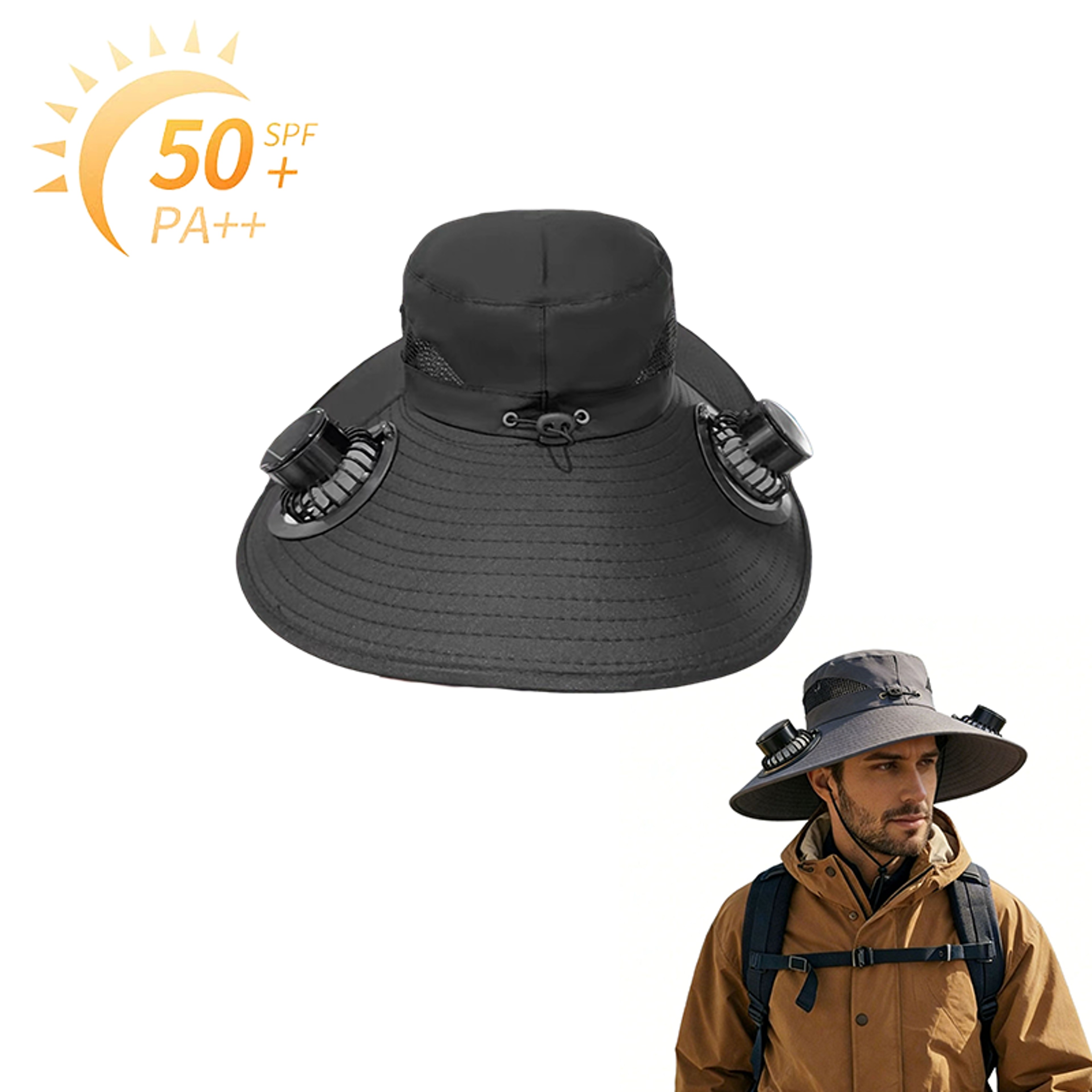 Wide Brim Solar Fan Hat Rechargeable Cooling Sun Hat For Fishing Hiking  Outdoor Use 4