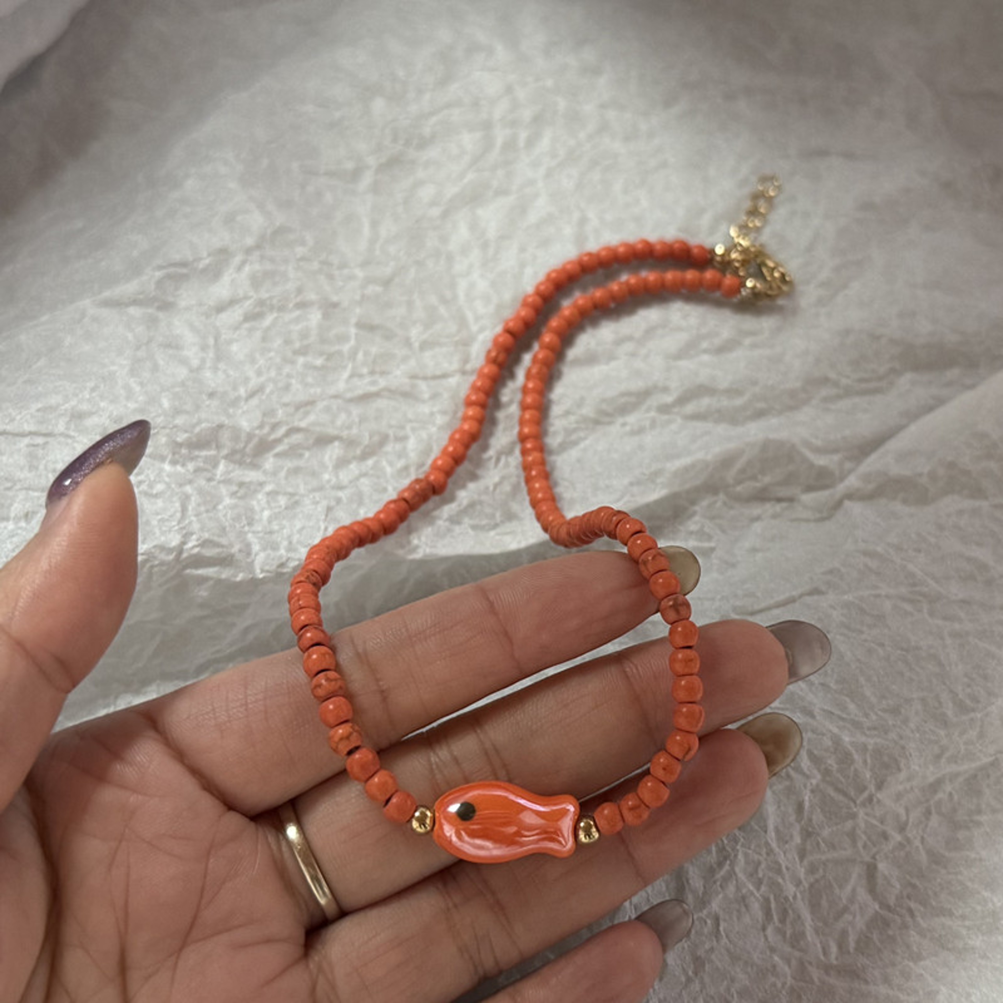 Colorful Ceramic Fish Beaded Choker Necklace Handmade Beach Aesthetic Unisex Jewelry – view 10