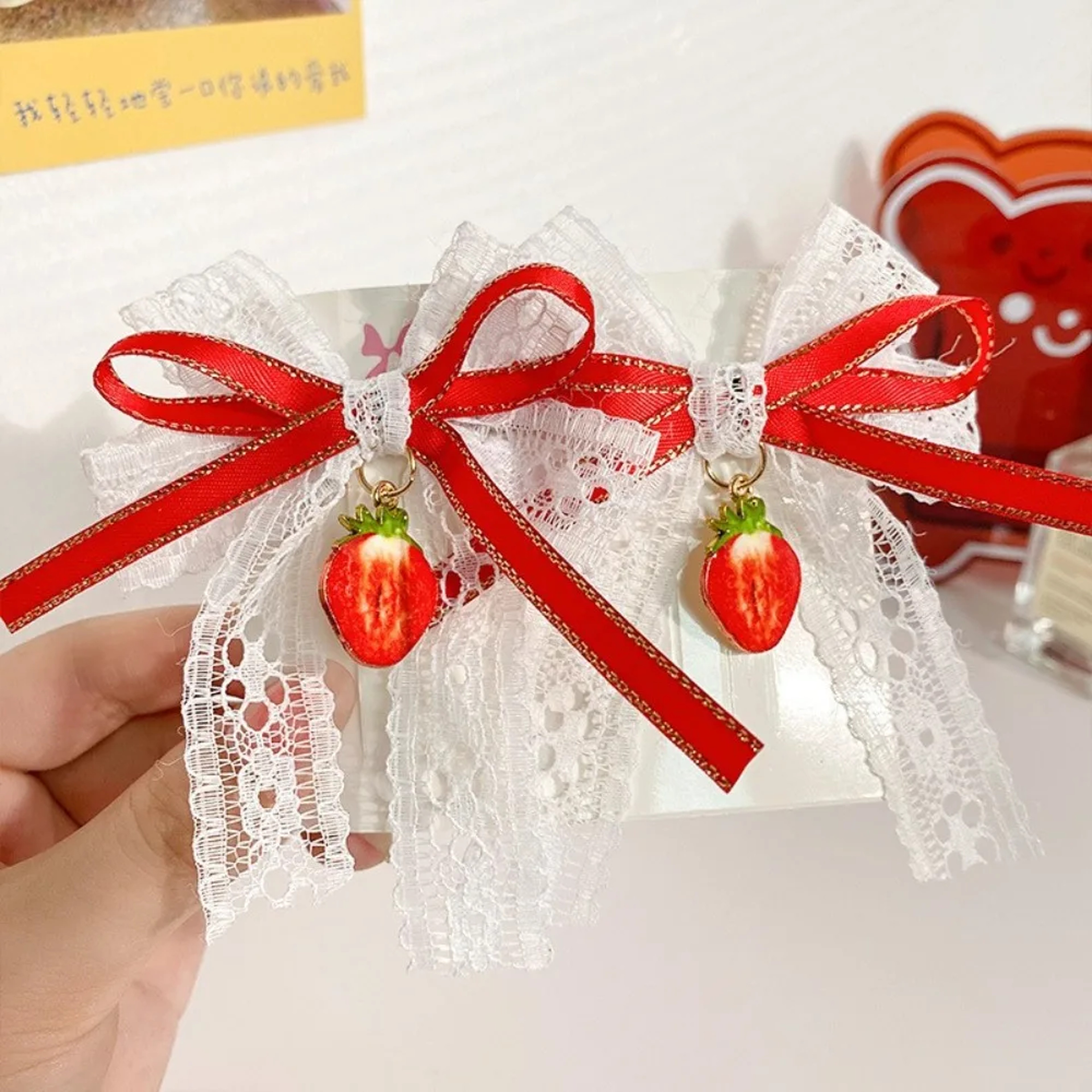 Cute Cherry Bow Hair Clips For Girls Strawberry Hairpins Barrettes 4