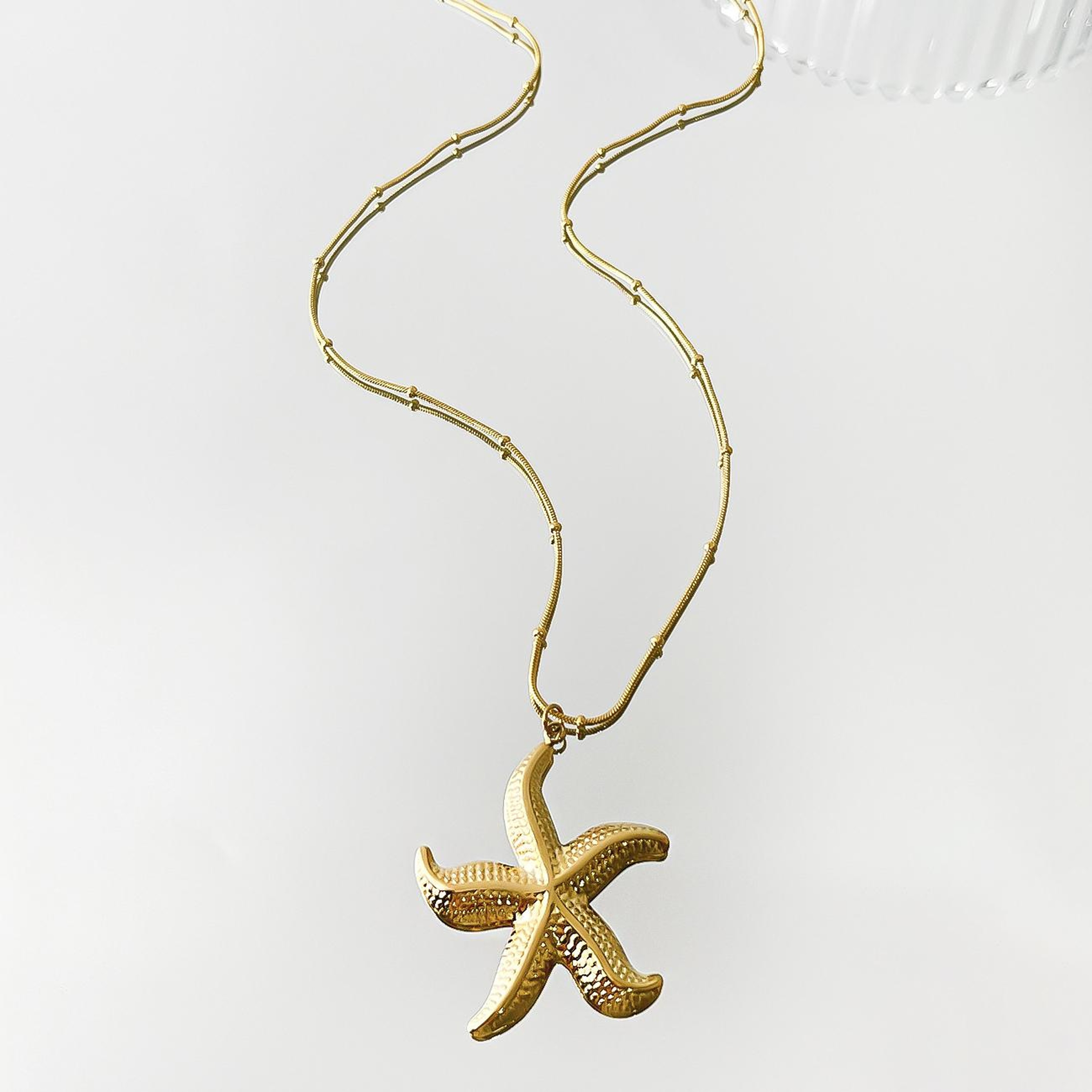 Starfish Shell Conch Pendant Stainless Steel Beach Necklace Chain Choker 0
