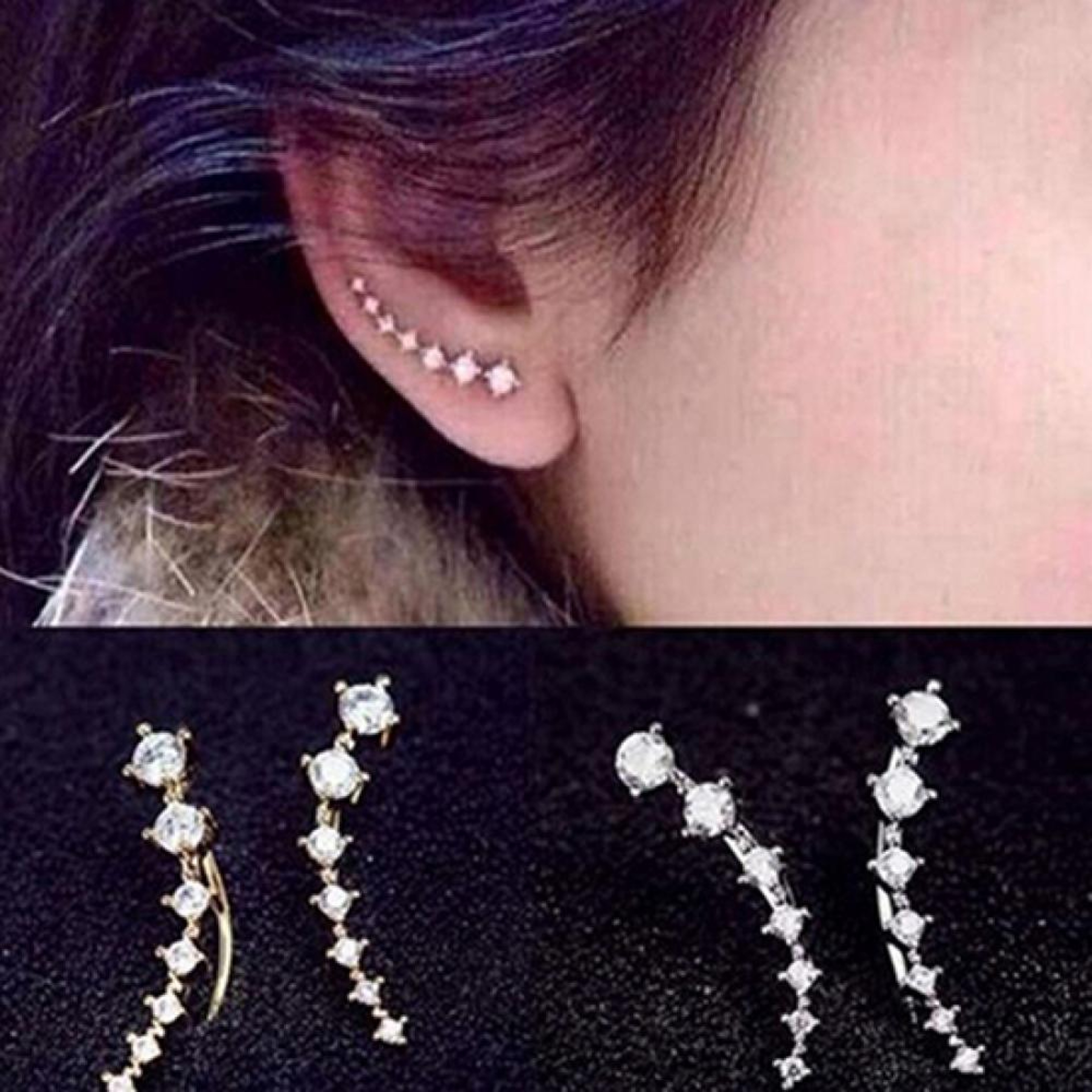 Elegant Rhinestone Zircon Clip On Fashion Stud Earrings For Women  Ear Hook Jewelry 1