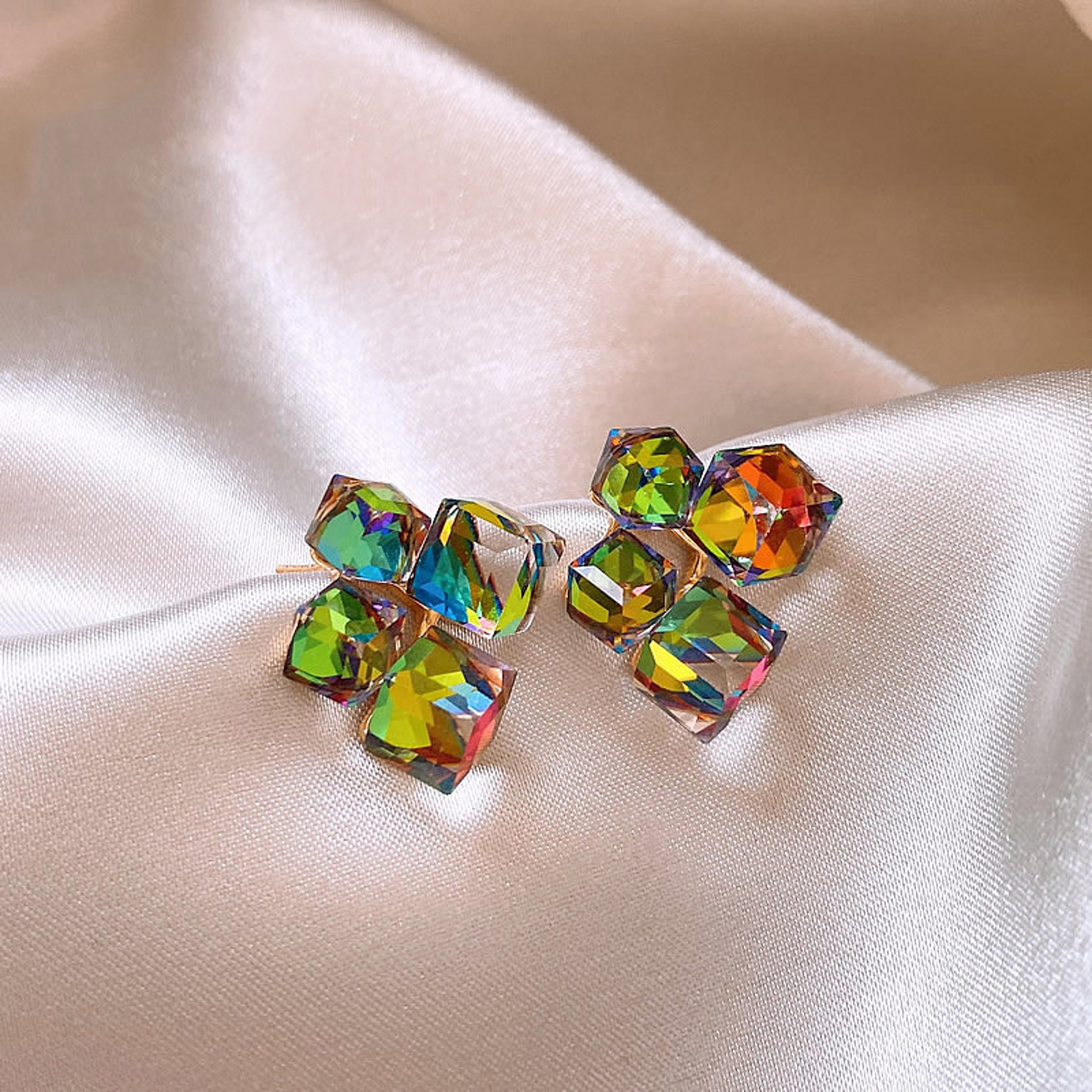 Colorful Crystal Geometric Square Earrings for Women Unique Statement Fashion Jewelry – view 10