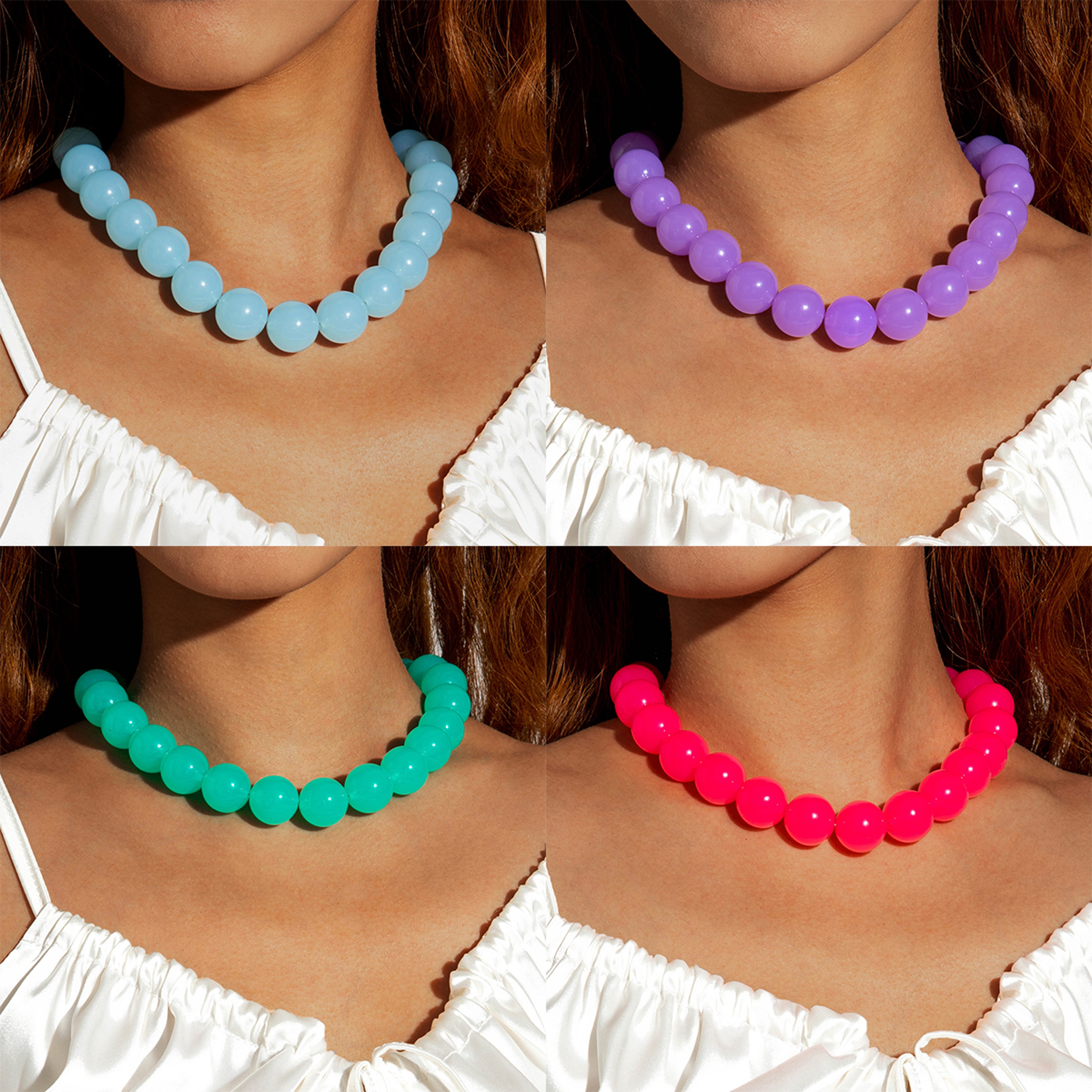 Jelly Color Acrylic Bead Necklace Handmade Adjustable Statement Beaded Necklace for Women – view 1