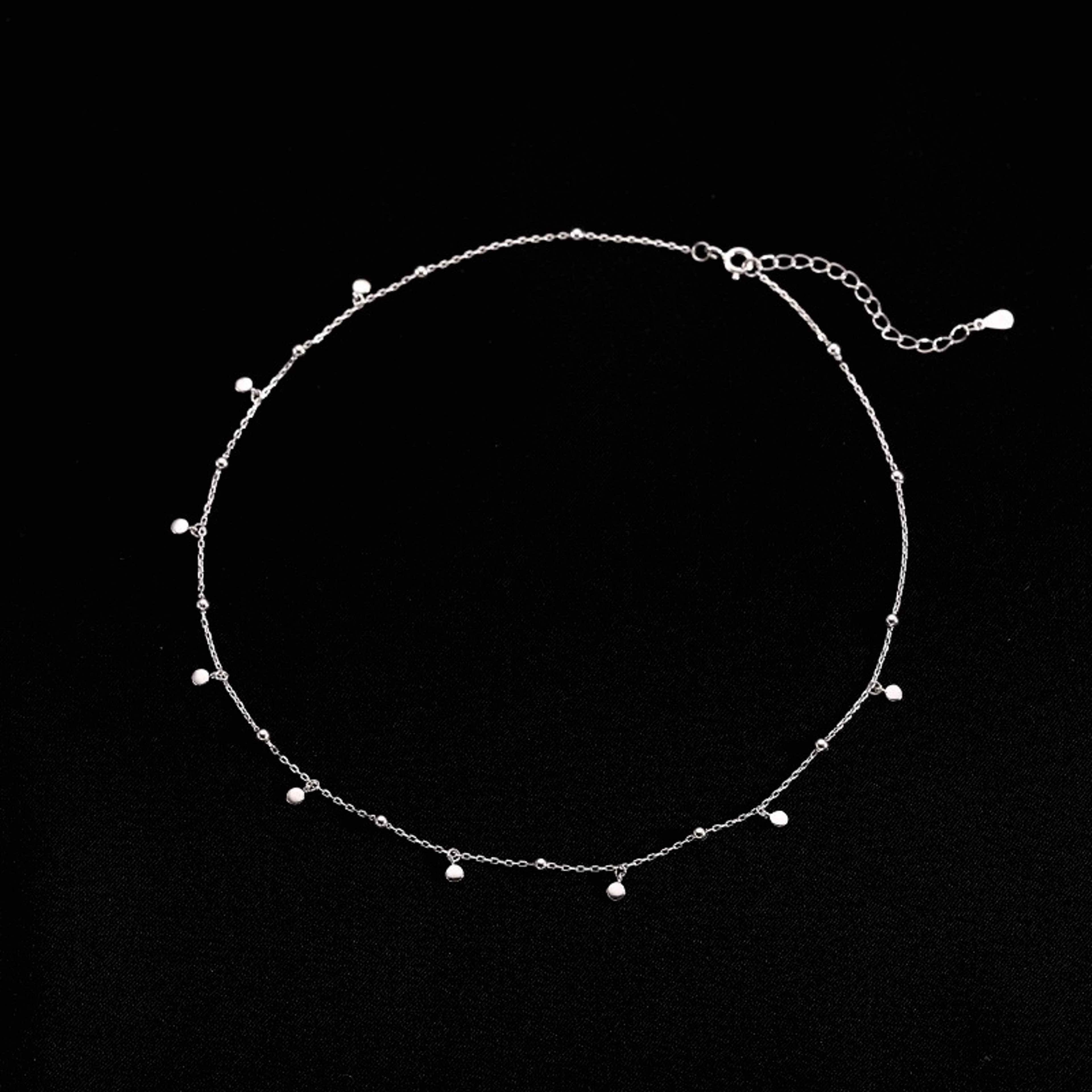 Sterling Silver Choker Necklace Bead Disc Design Minimalist Collarbone Chain Jewelry For Women 1