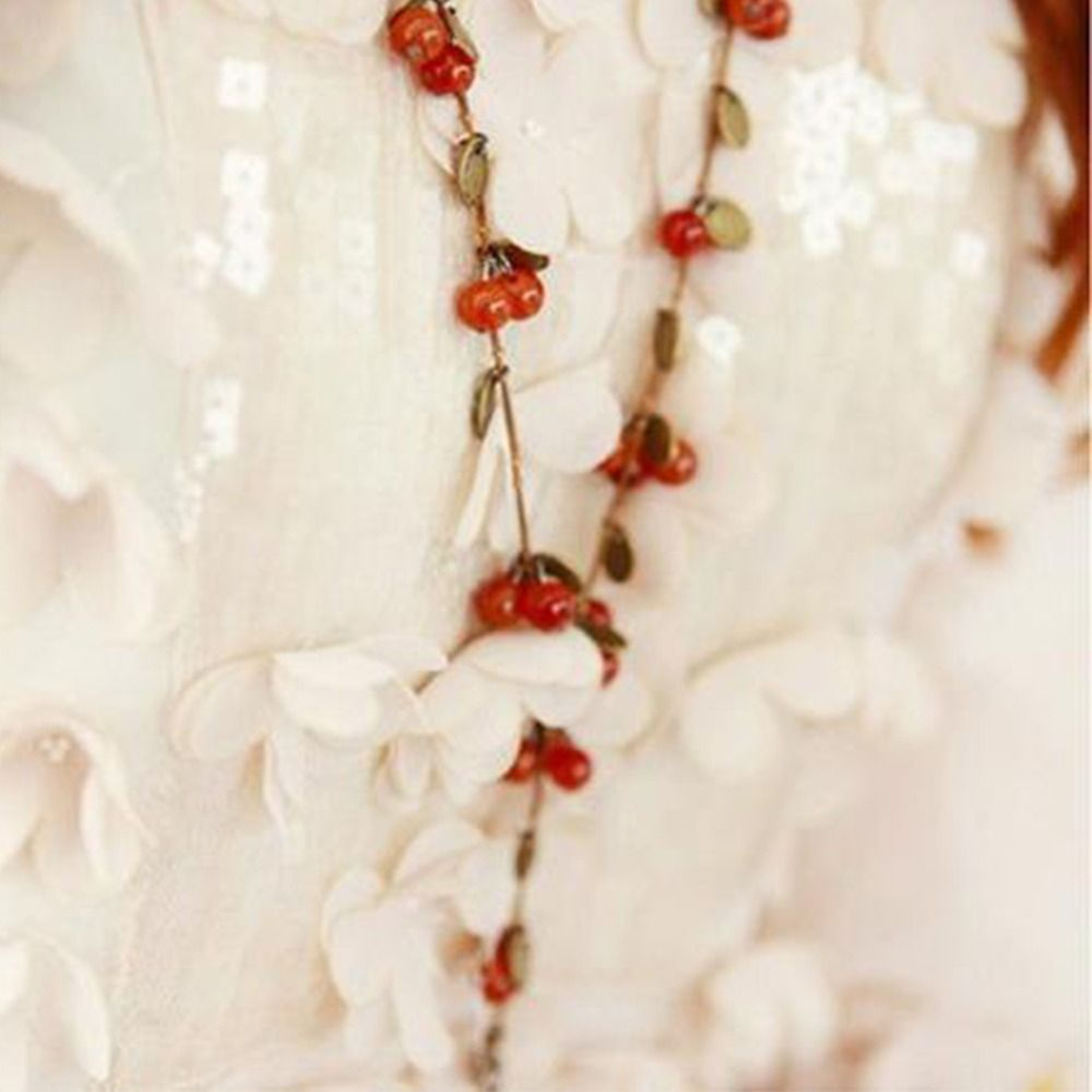 Red Berry Necklace Retro Sweater Chain Fashion Jewelry Gift For Women Girls 3