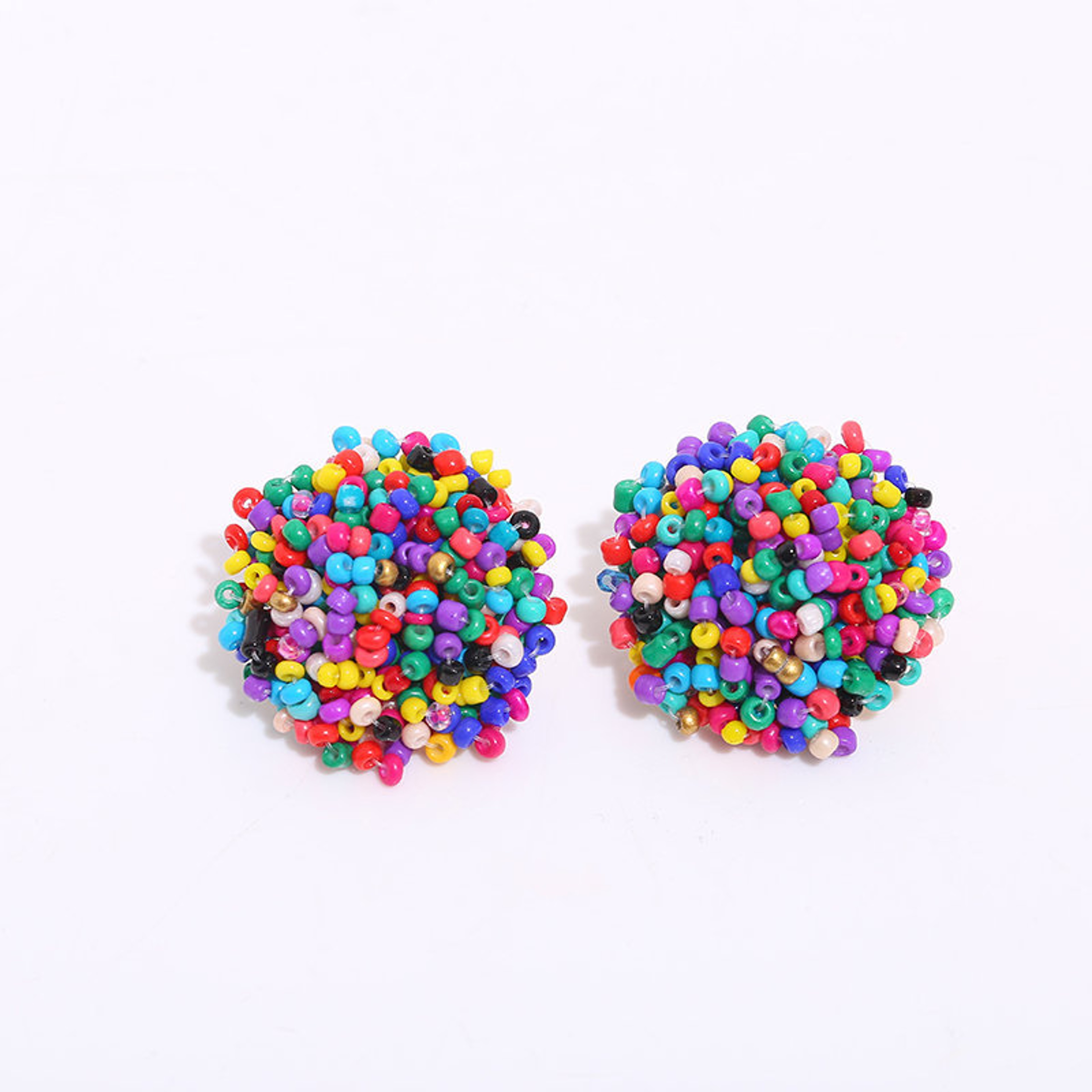 Handmade Colorful Bead Boho Stud Earrings Vintage Ethnic Round Earrings For Women 11