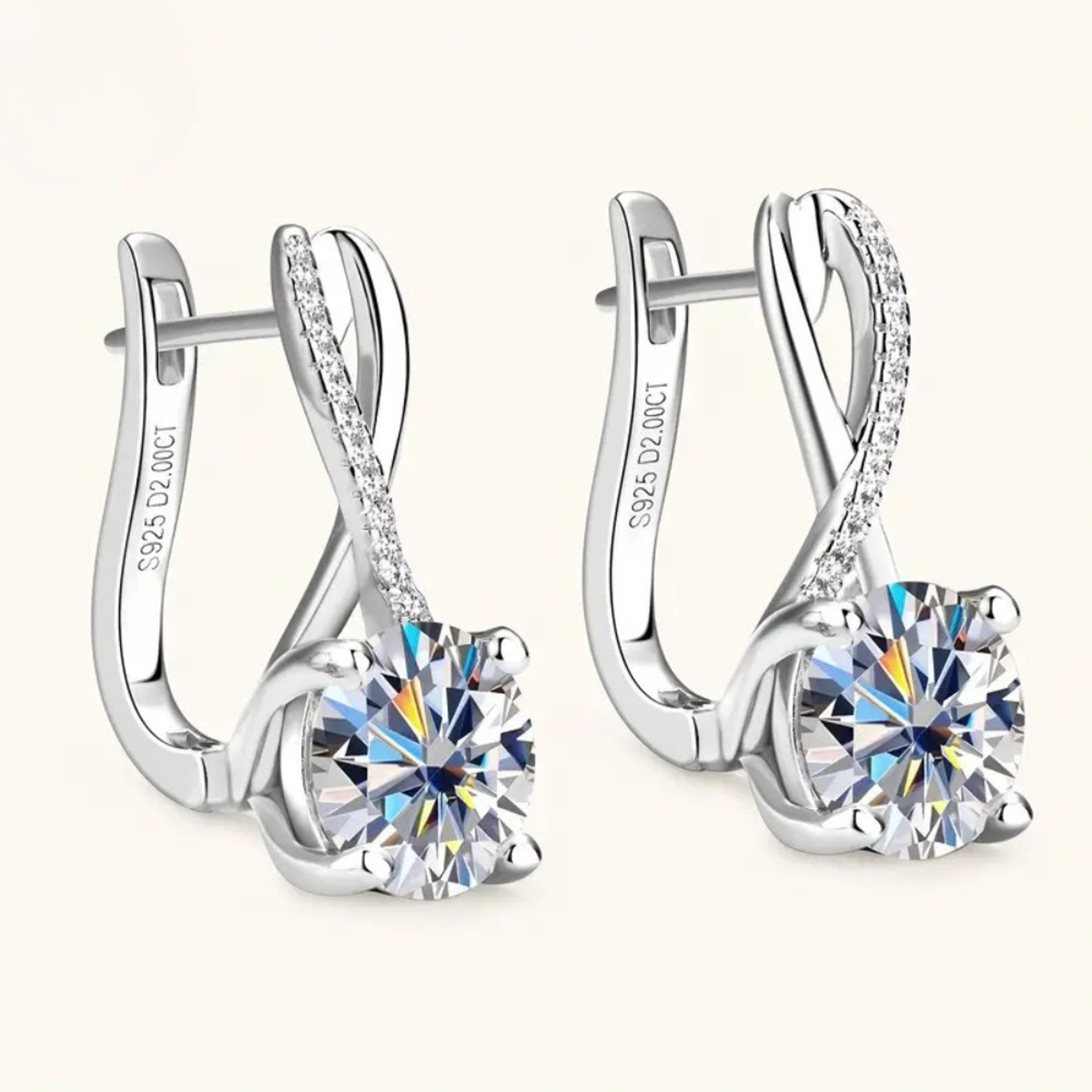 Luxe Infinity Moissanite Stud Earrings Sparkling Zircon Earrings In Stainless Steel 0