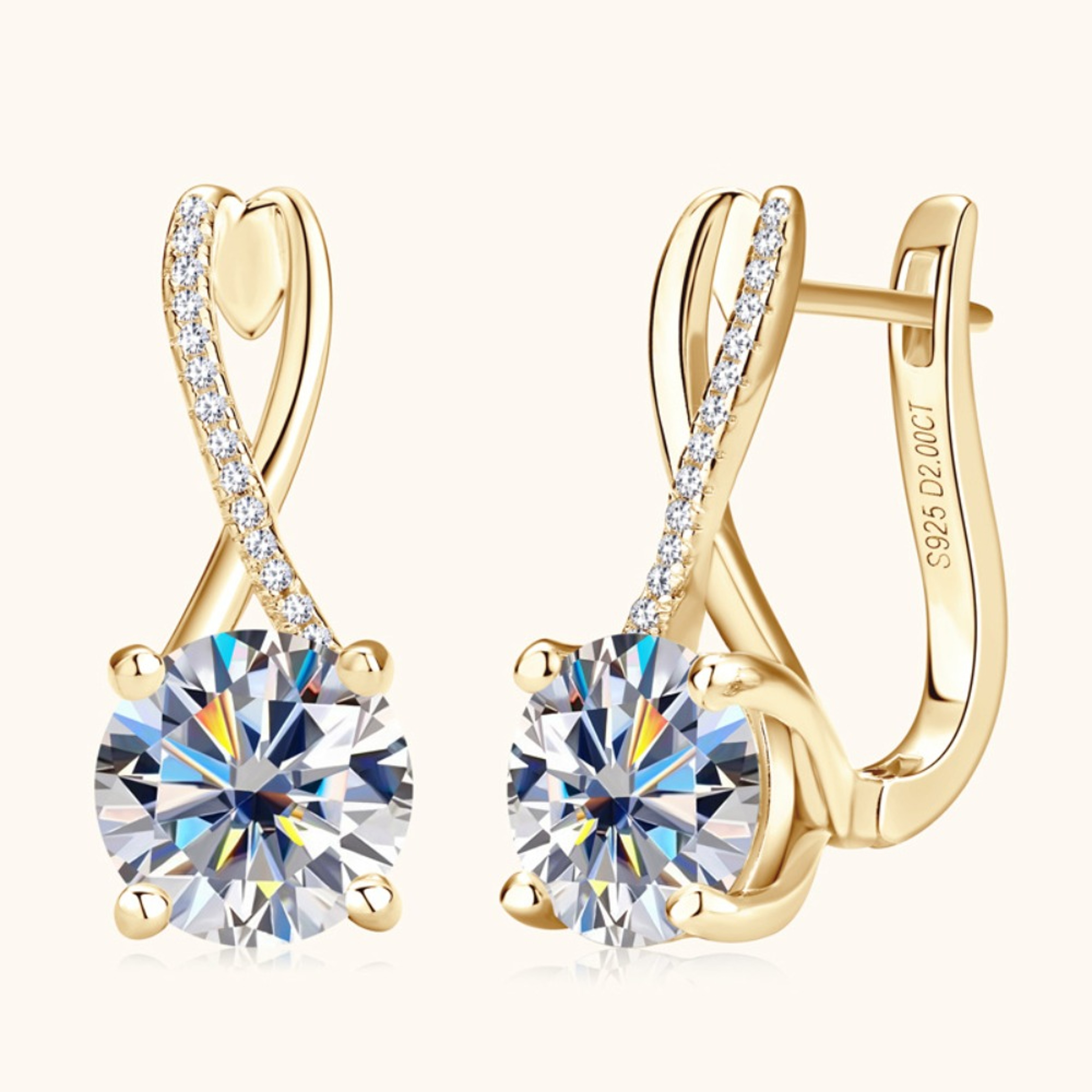 Luxe Infinity Moissanite Stud Earrings Sparkling Zircon Earrings In Stainless Steel 2