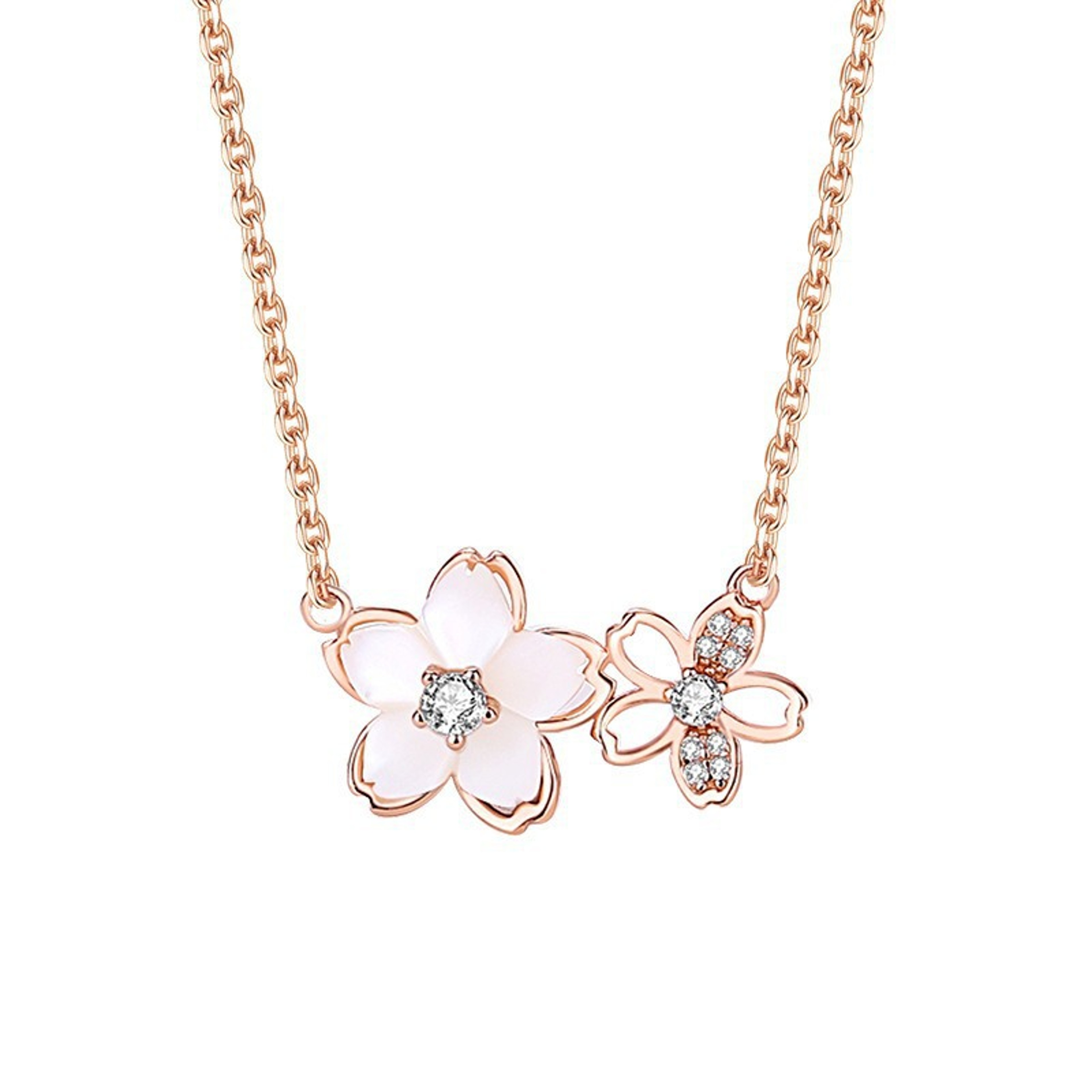 Luxury Zircon Flower Pendant Necklace Dainty Floral Clavicle Chain For Women Summer Jewelry Gift 1