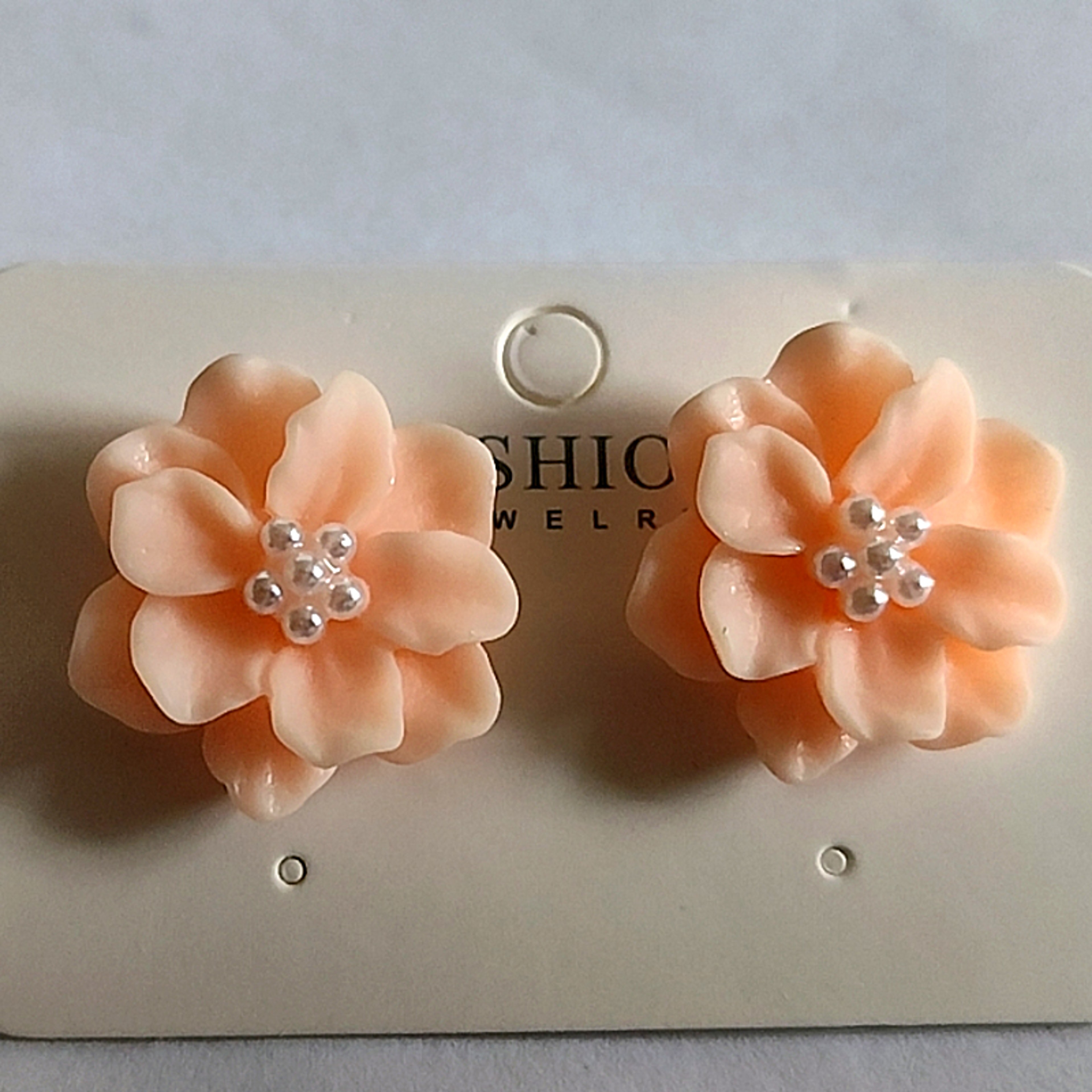 BloomPetal Double Layer Floral Stud Earrings For Women Elegant Acrylic Flower Statement Jewelry 0