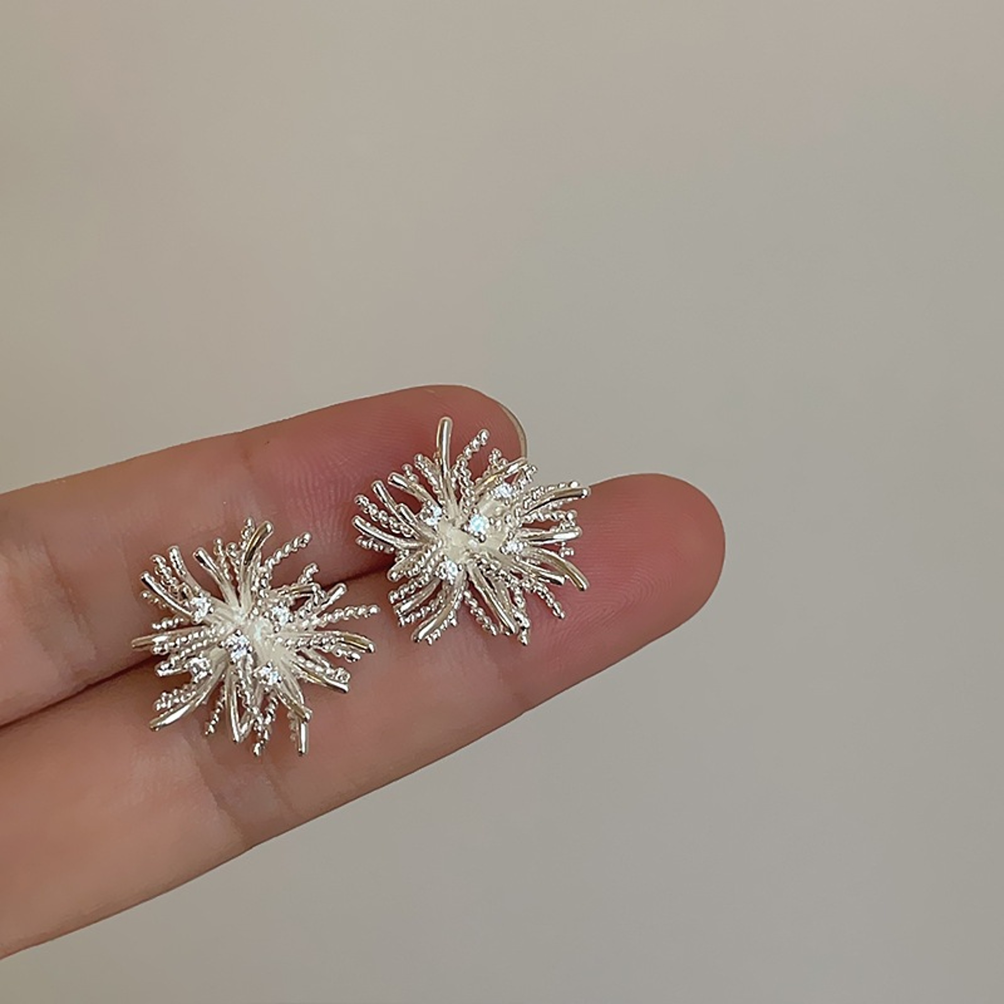 Firework Bloom Silver Stud Earrings Bohemian Earrings With Flower Stud Earrings Design 2