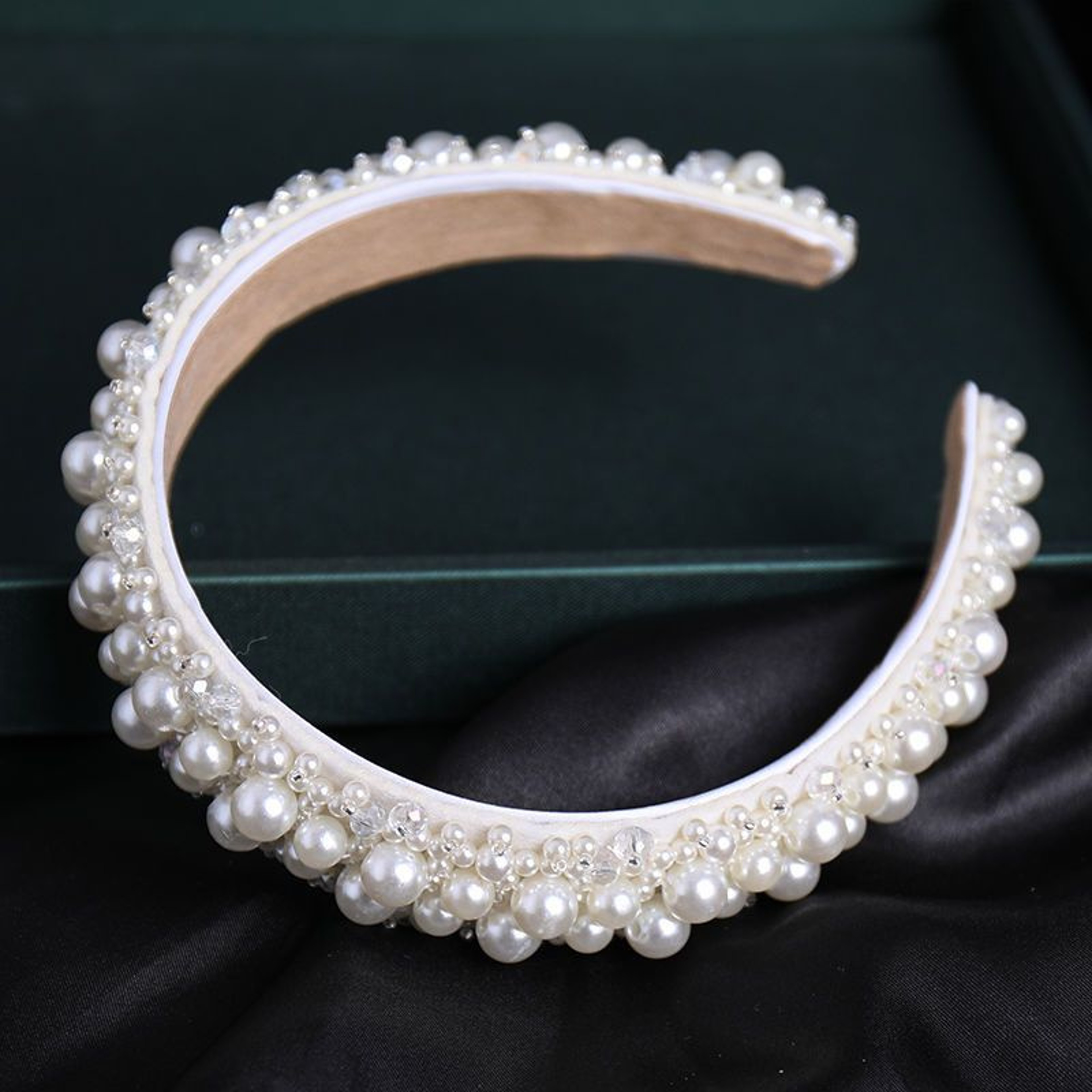 Baroque Pearl Crystal Bridal Headband Handmade Wedding Hair Accessory For Brides 2