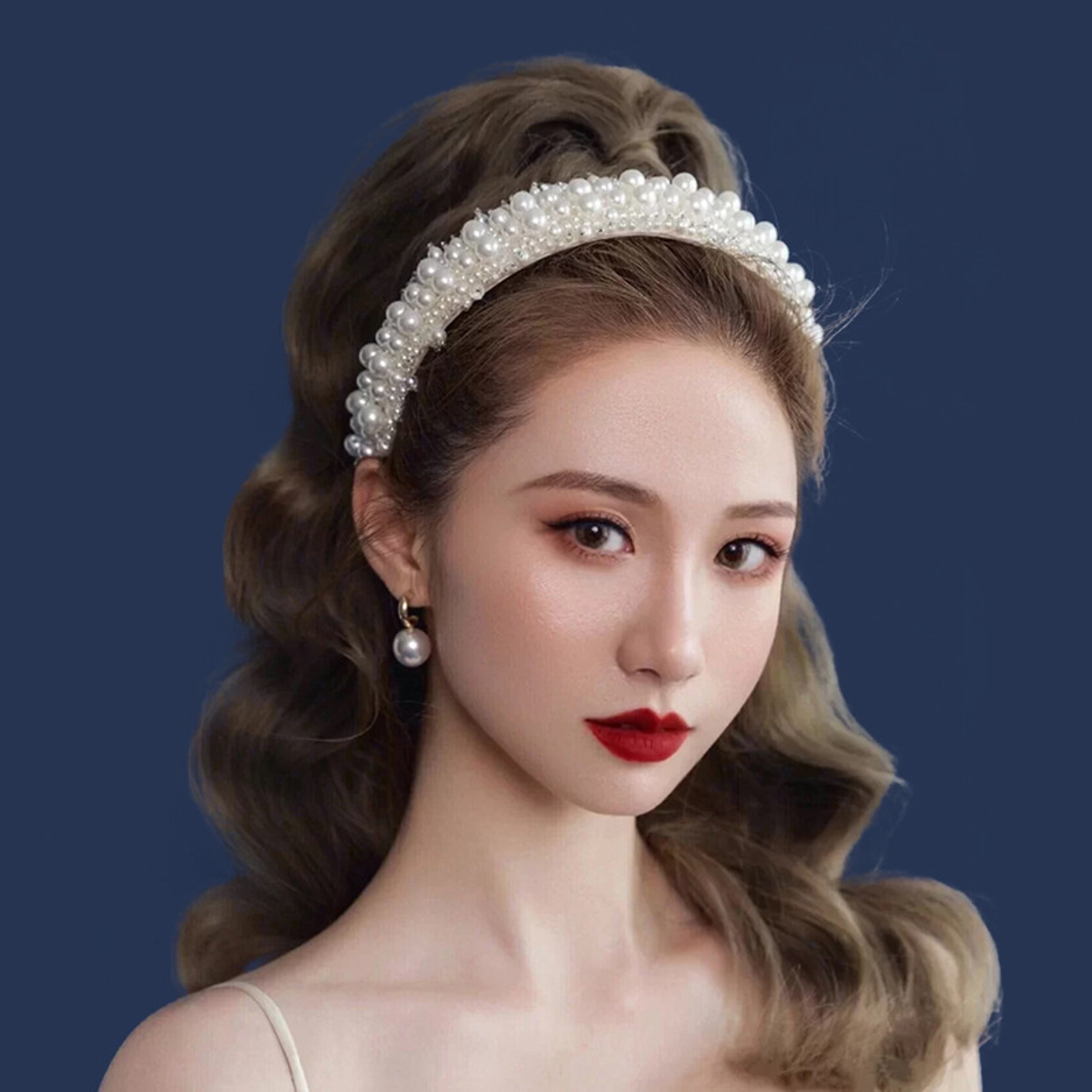 Baroque Pearl Crystal Bridal Headband Handmade Wedding Hair Accessory For Brides 1