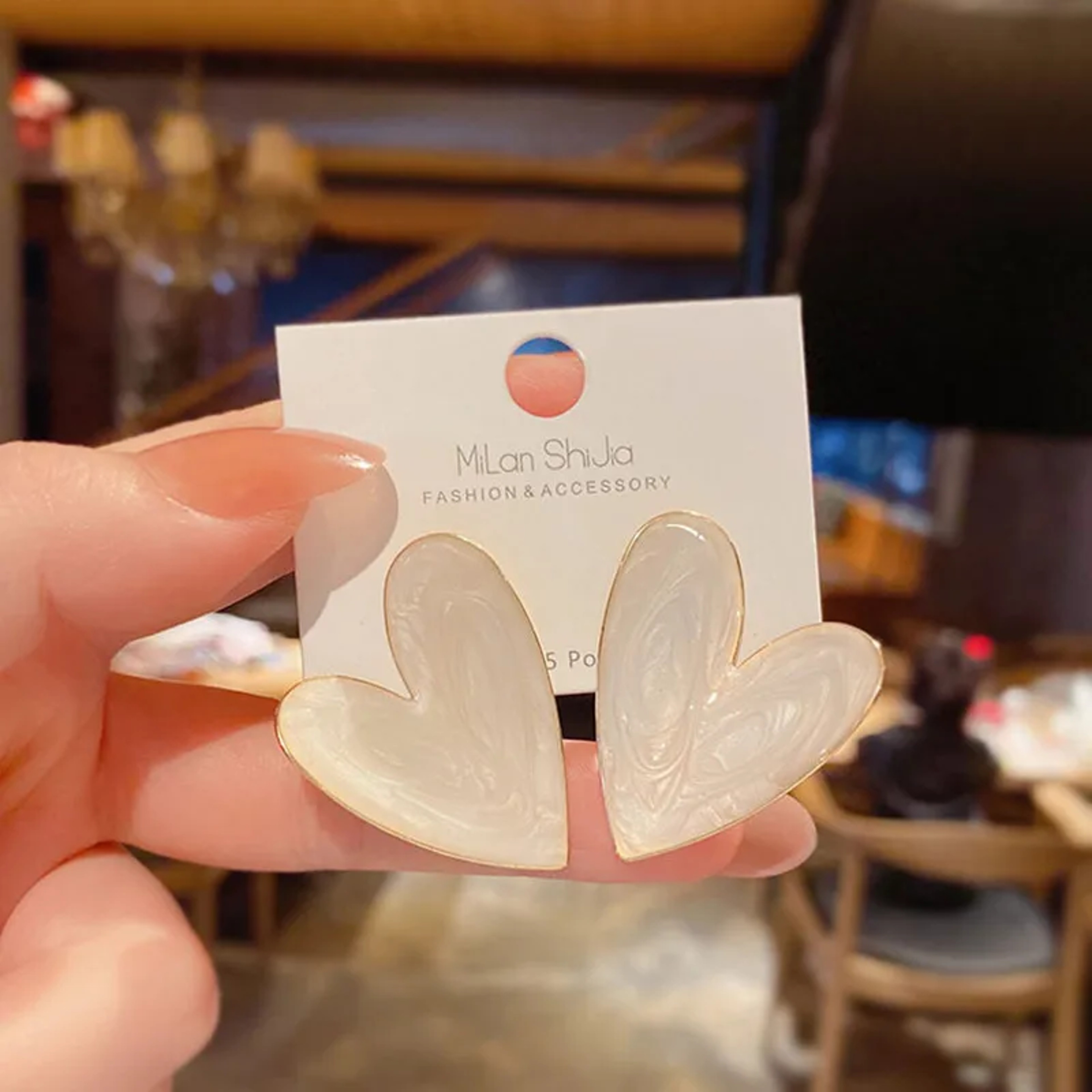 Korean Heart Drop Glaze Stud Earrings Minimalist Heart Stud Earrings for Everyday Elegance – view 3