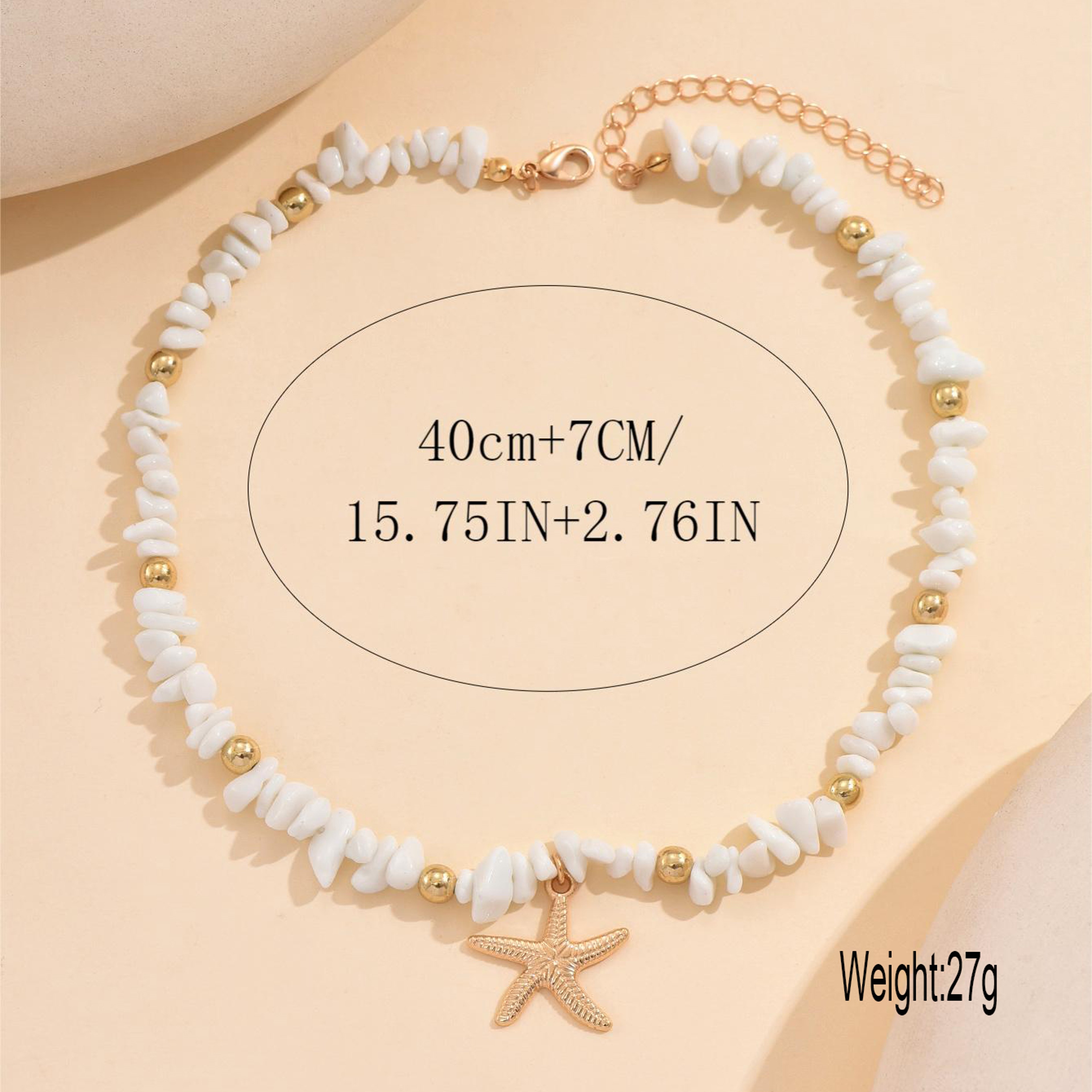 Ocean Starfish Chip Stone Choker Necklace Adjustable Boho Beach Necklace For Summer Style 0