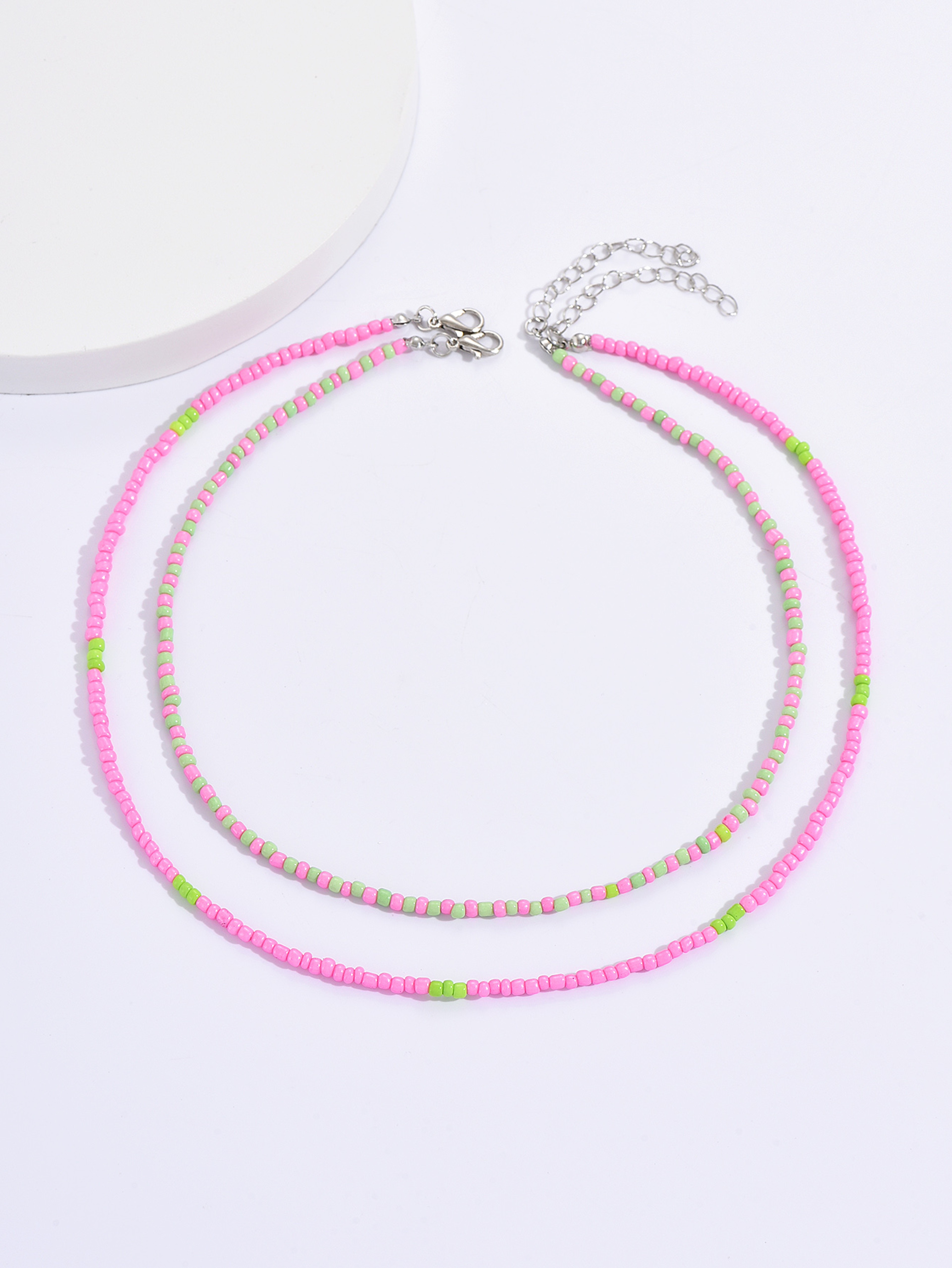 Boho Double Layer Colorful Beaded Necklace for Women Handmade Choker Collar Chain – view 2