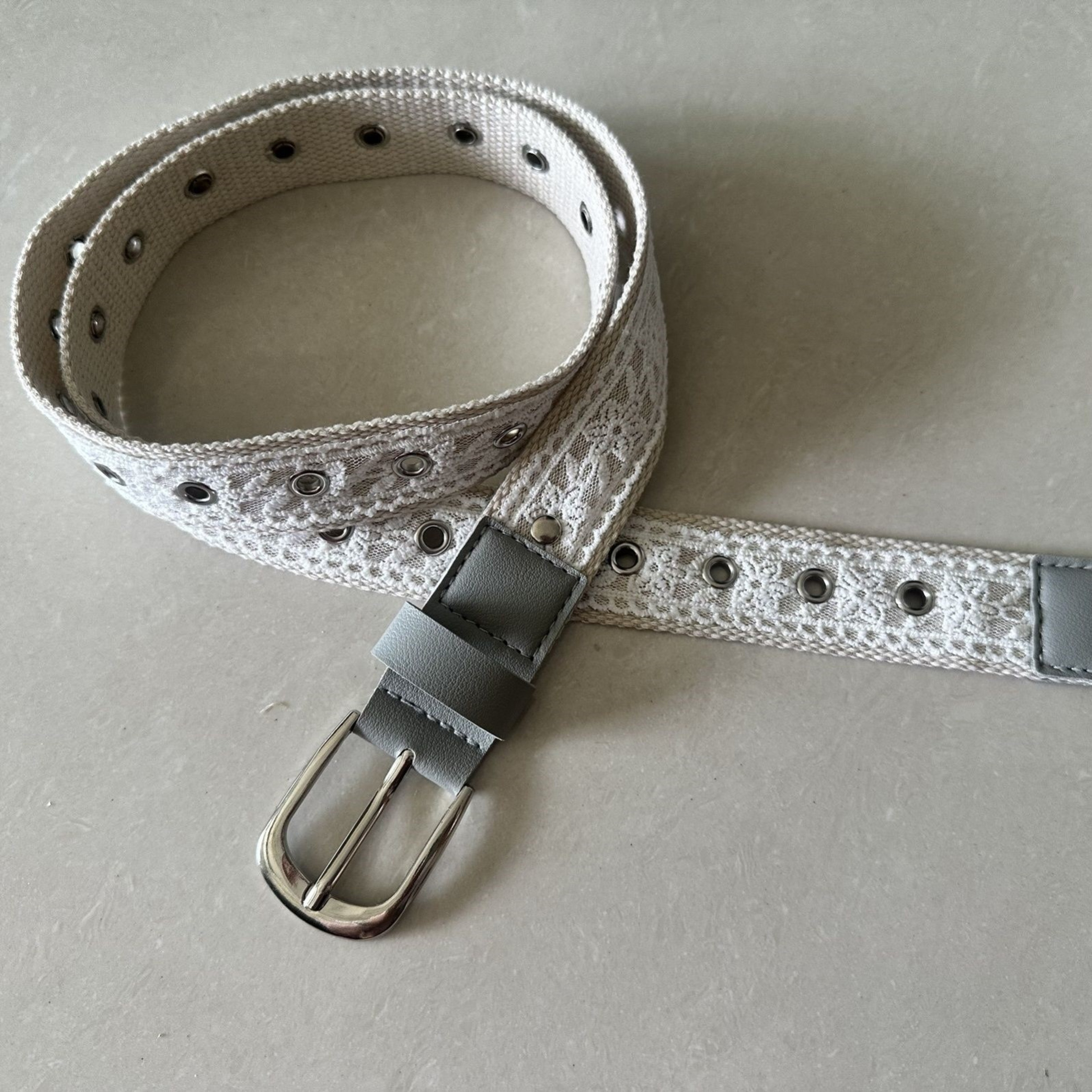 Vintage Lace Canvas Waist Belt For Women Retro Decorative Jean Belt With Metal Buckle 5