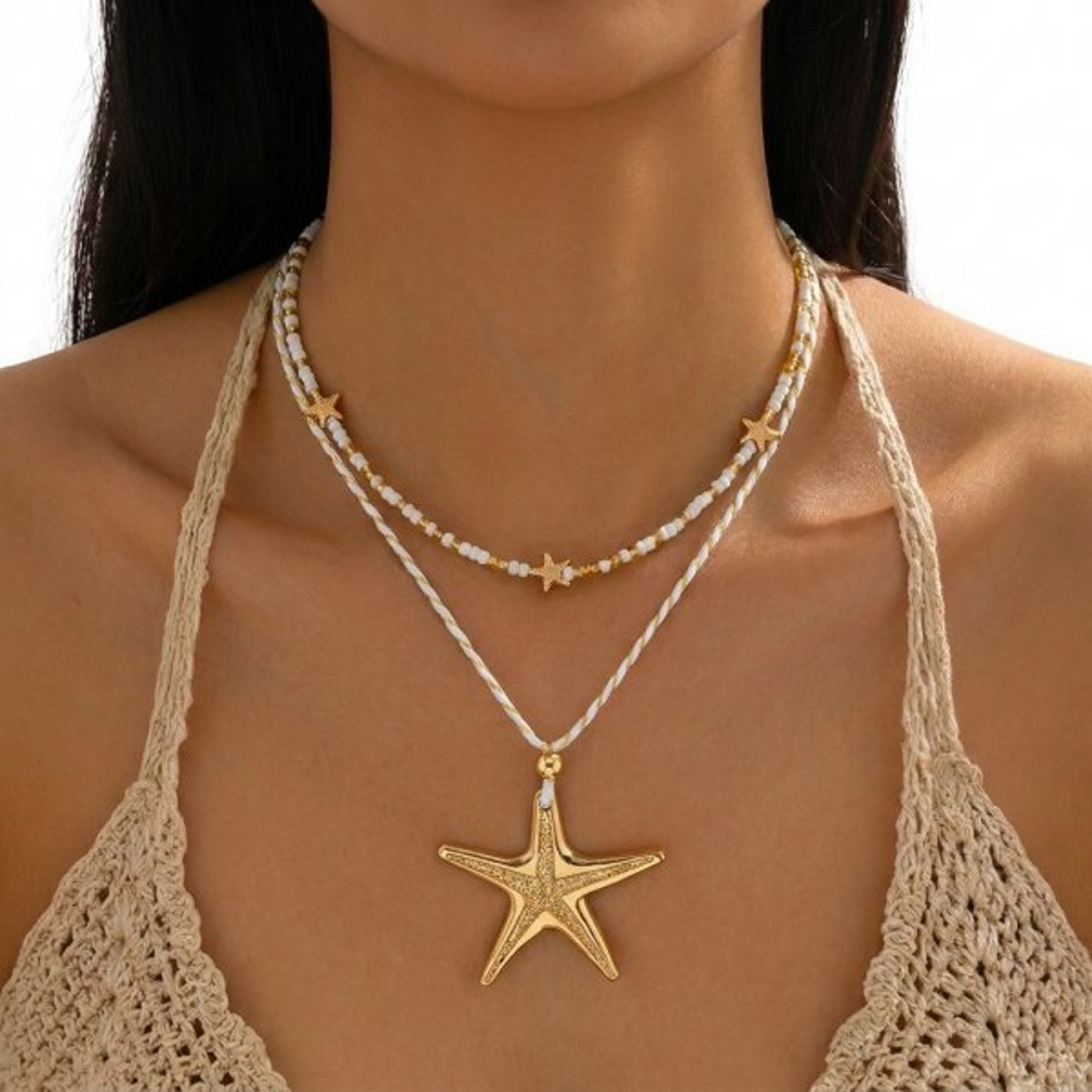 Coastal Starfish Conch Choker Necklace Boho Beach Pendant Jewelry For Women 3